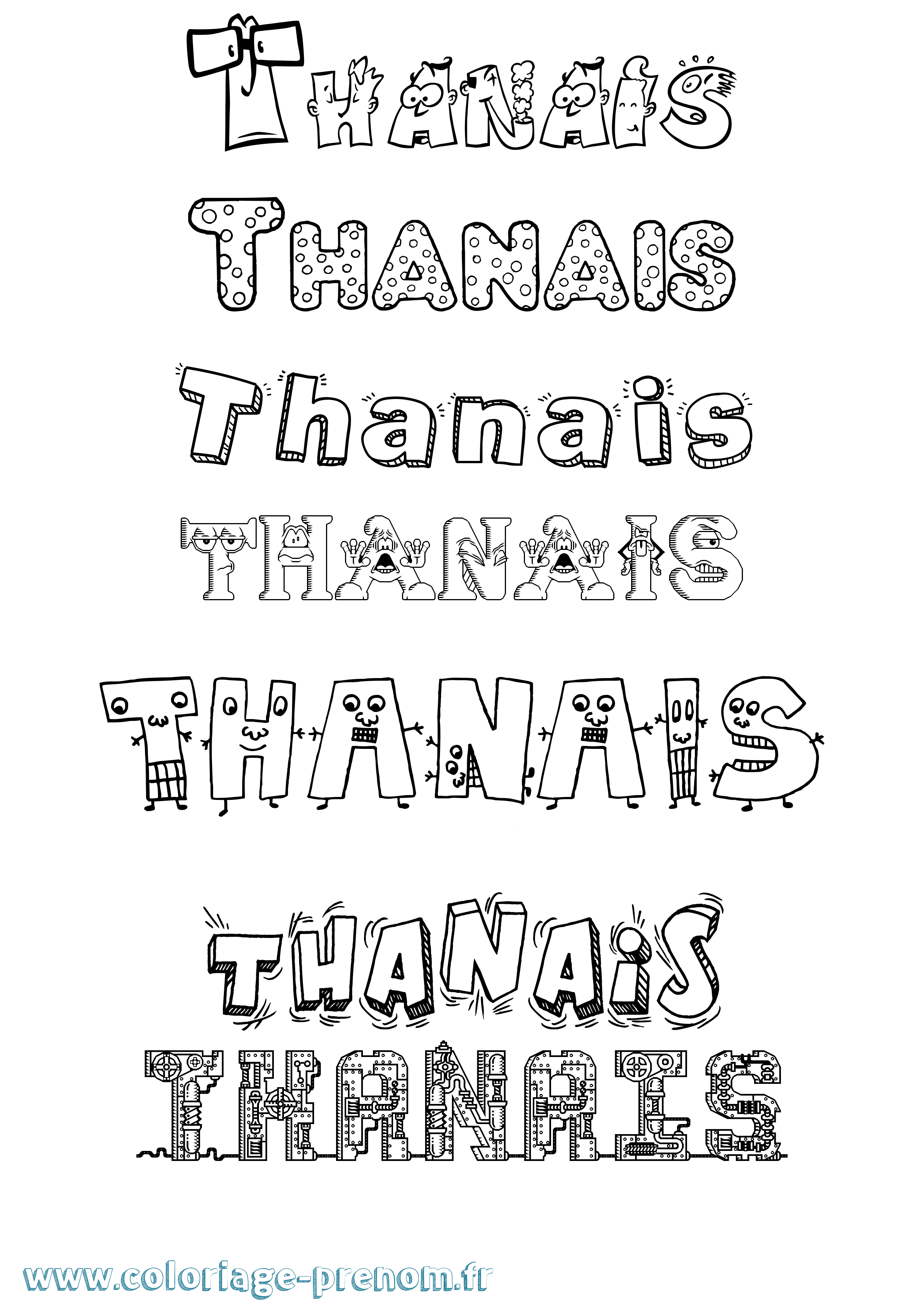 Coloriage Thanais Fun Coloriage prénom Thanais Fun