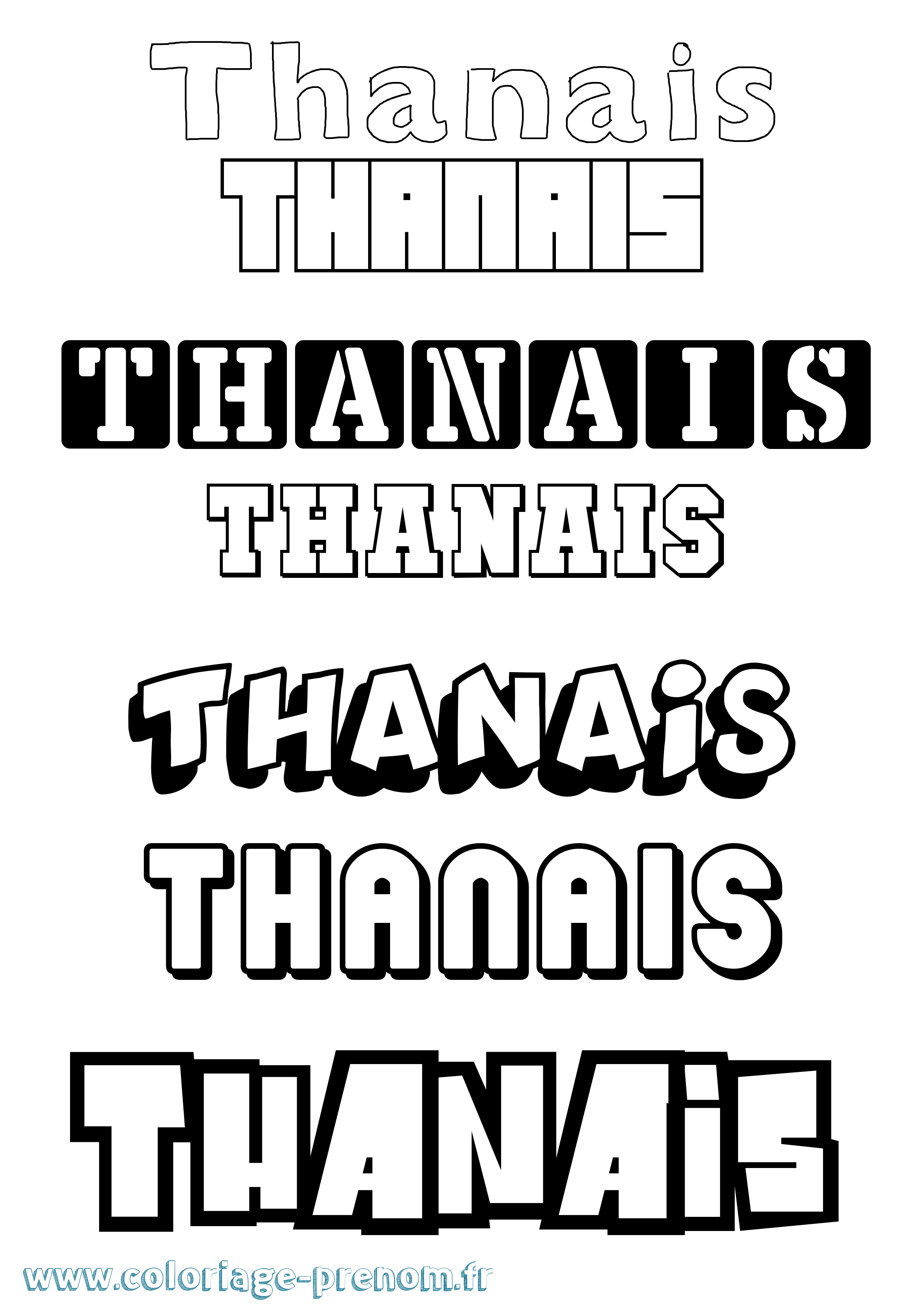 Coloriage Thanais Simple Coloriage prénom Thanais Simple