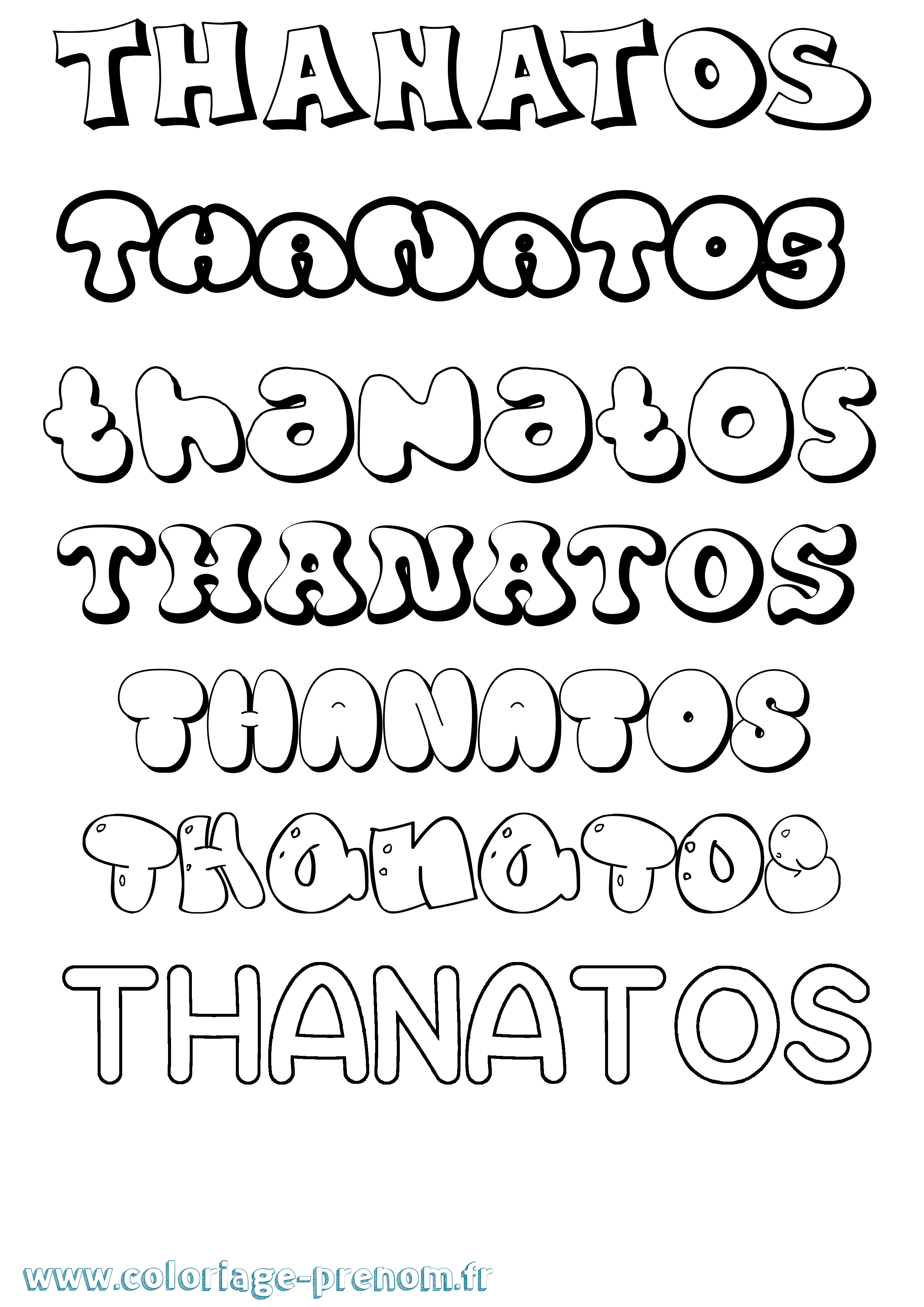 Coloriage Thanatos Bubble Coloriage prénom Thanatos Bubble