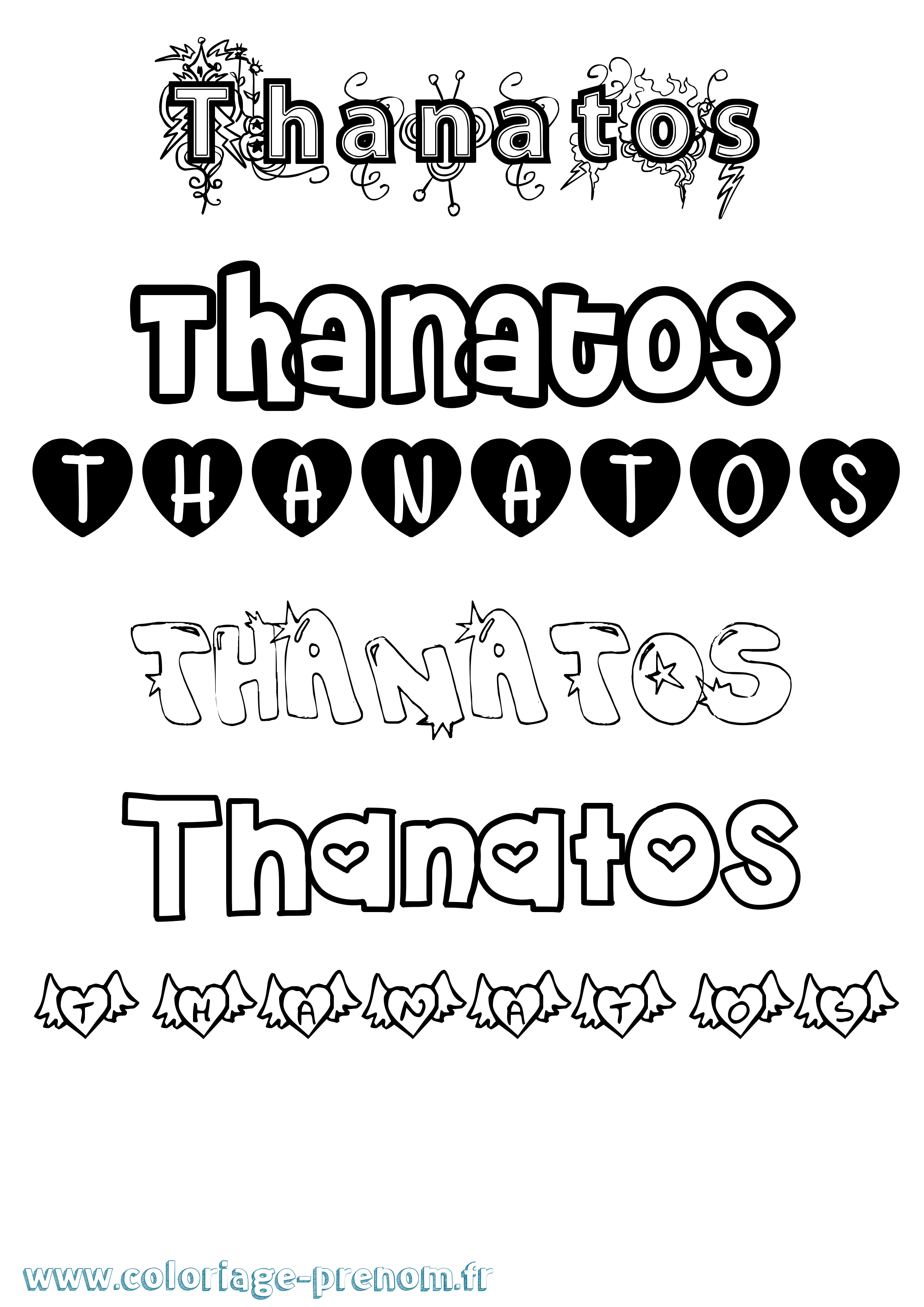 Coloriage Thanatos Girly Coloriage prénom Thanatos Girly