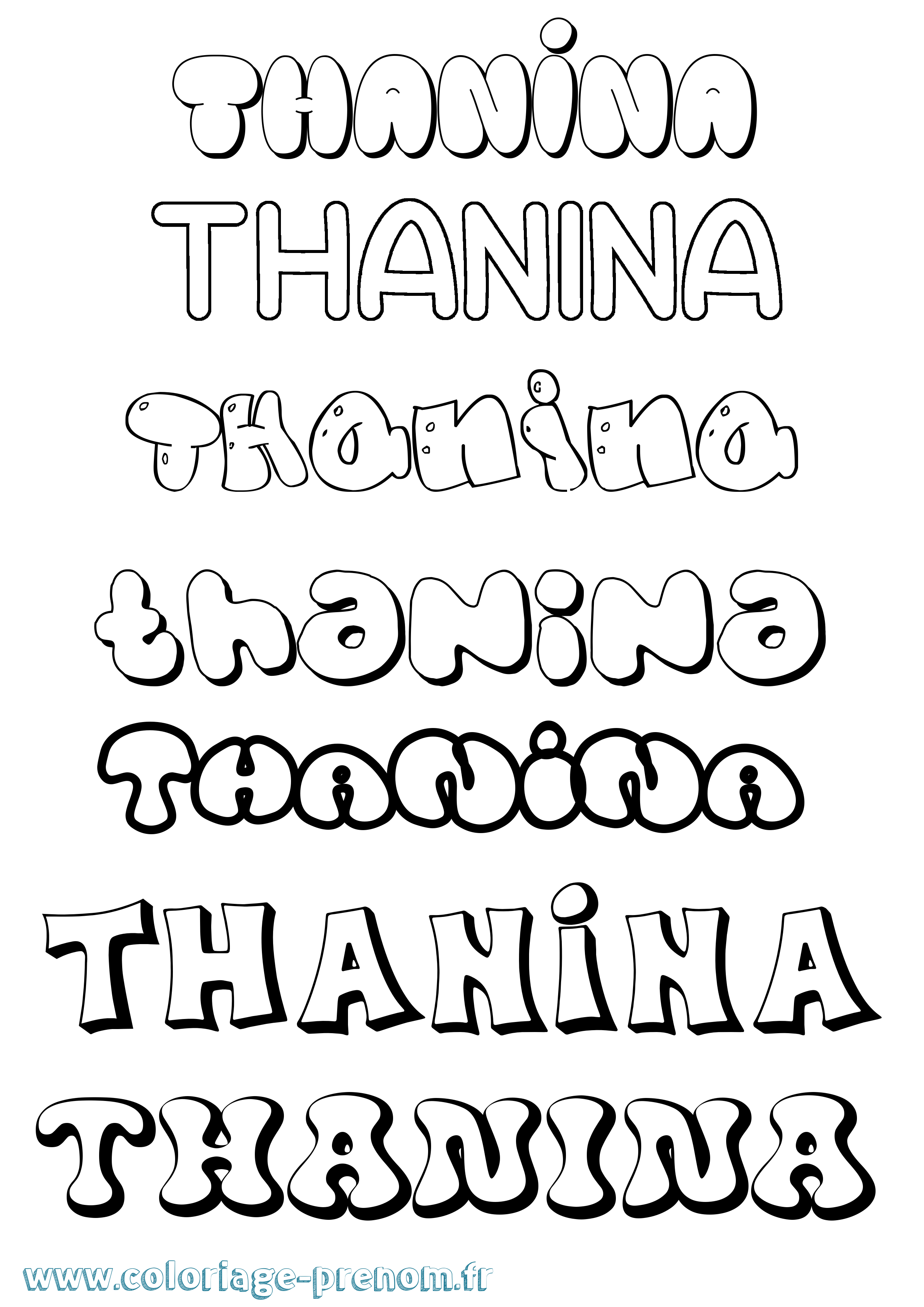Coloriage Thanina Bubble Coloriage prénom Thanina Bubble
