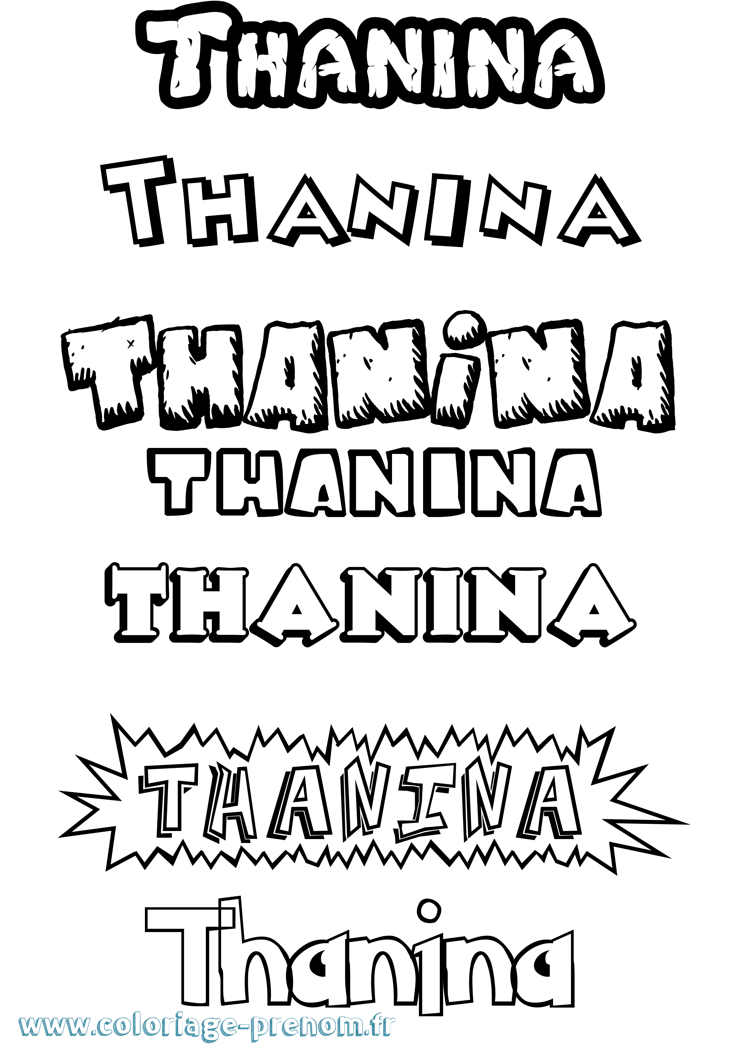Coloriage Thanina Dessin Animé Coloriage prénom Thanina Dessin Animé