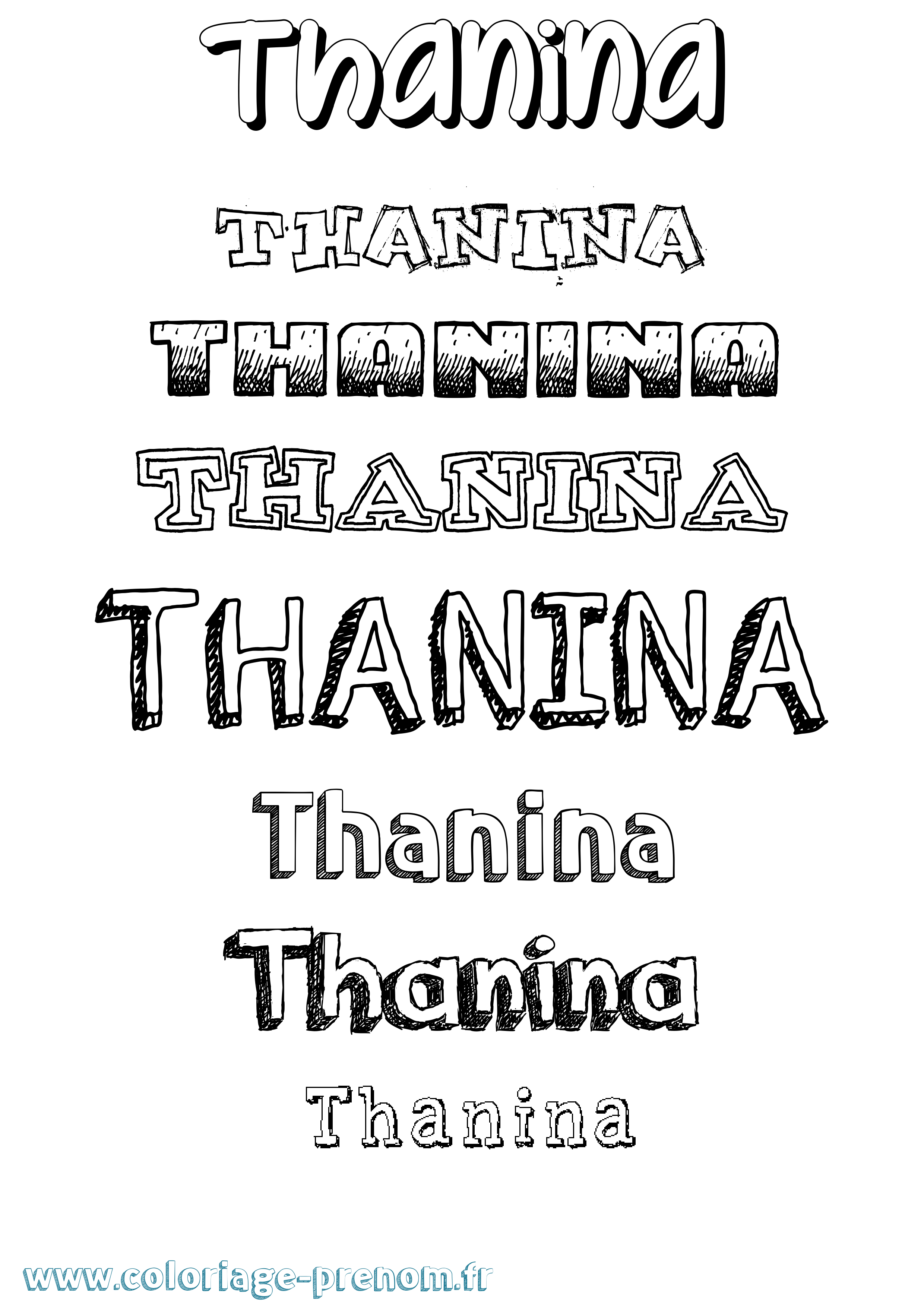 Coloriage Thanina Dessiné Coloriage prénom Thanina Dessiné