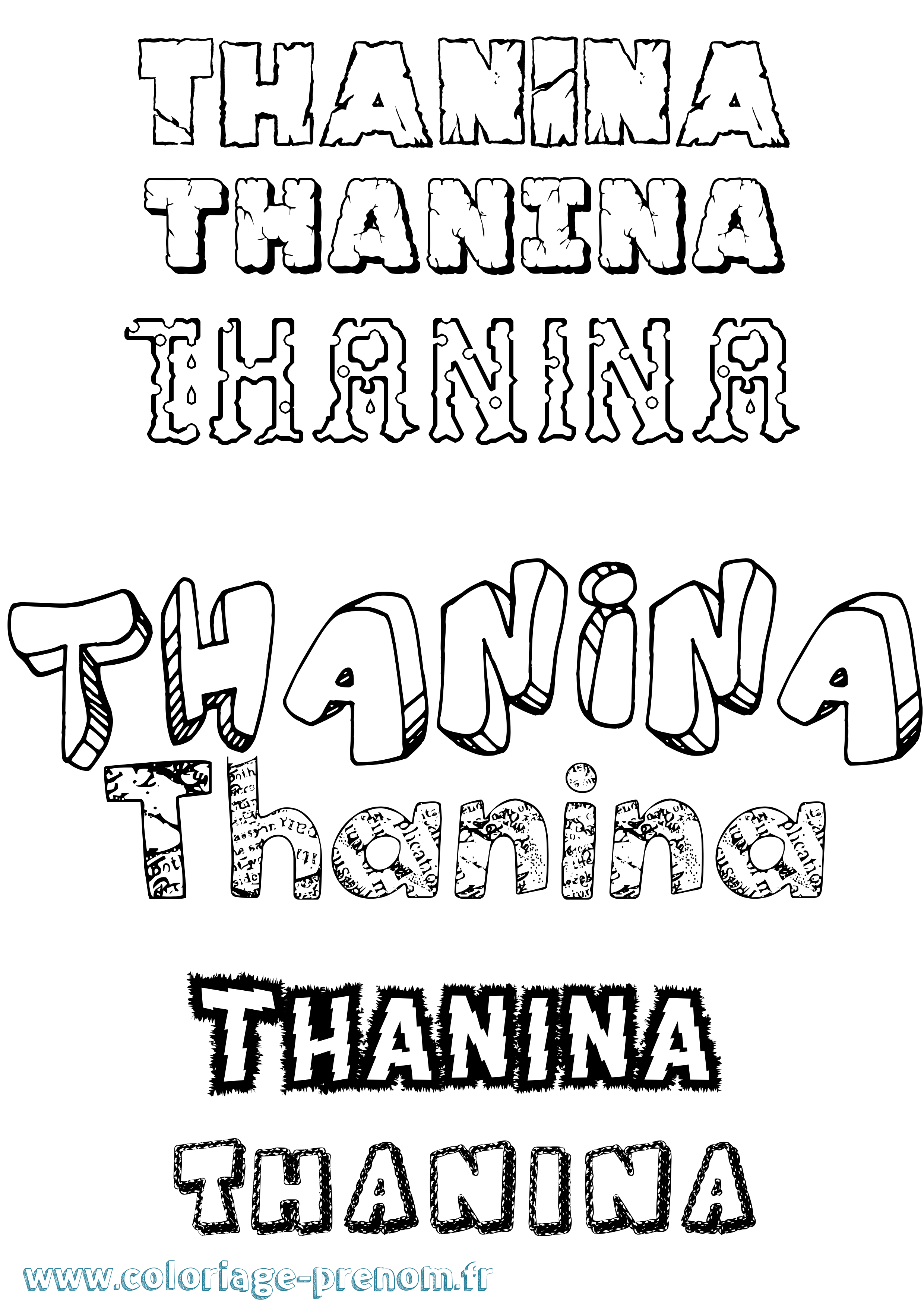 Coloriage Thanina Destructuré Coloriage prénom Thanina Destructuré