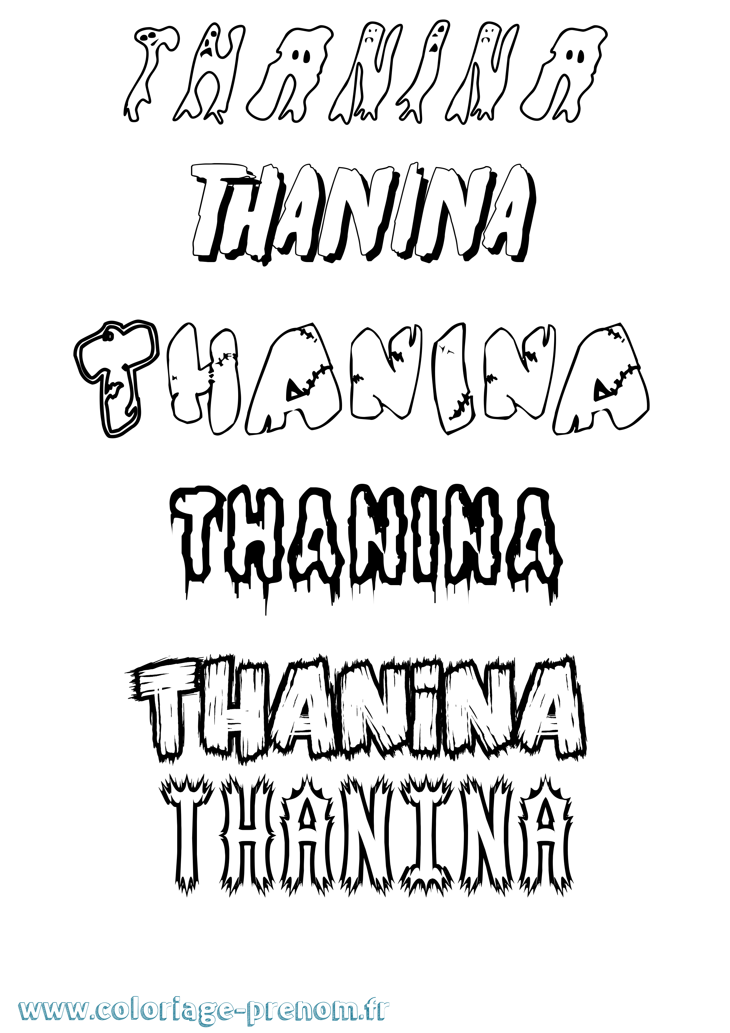Coloriage Thanina Frisson Coloriage prénom Thanina Frisson