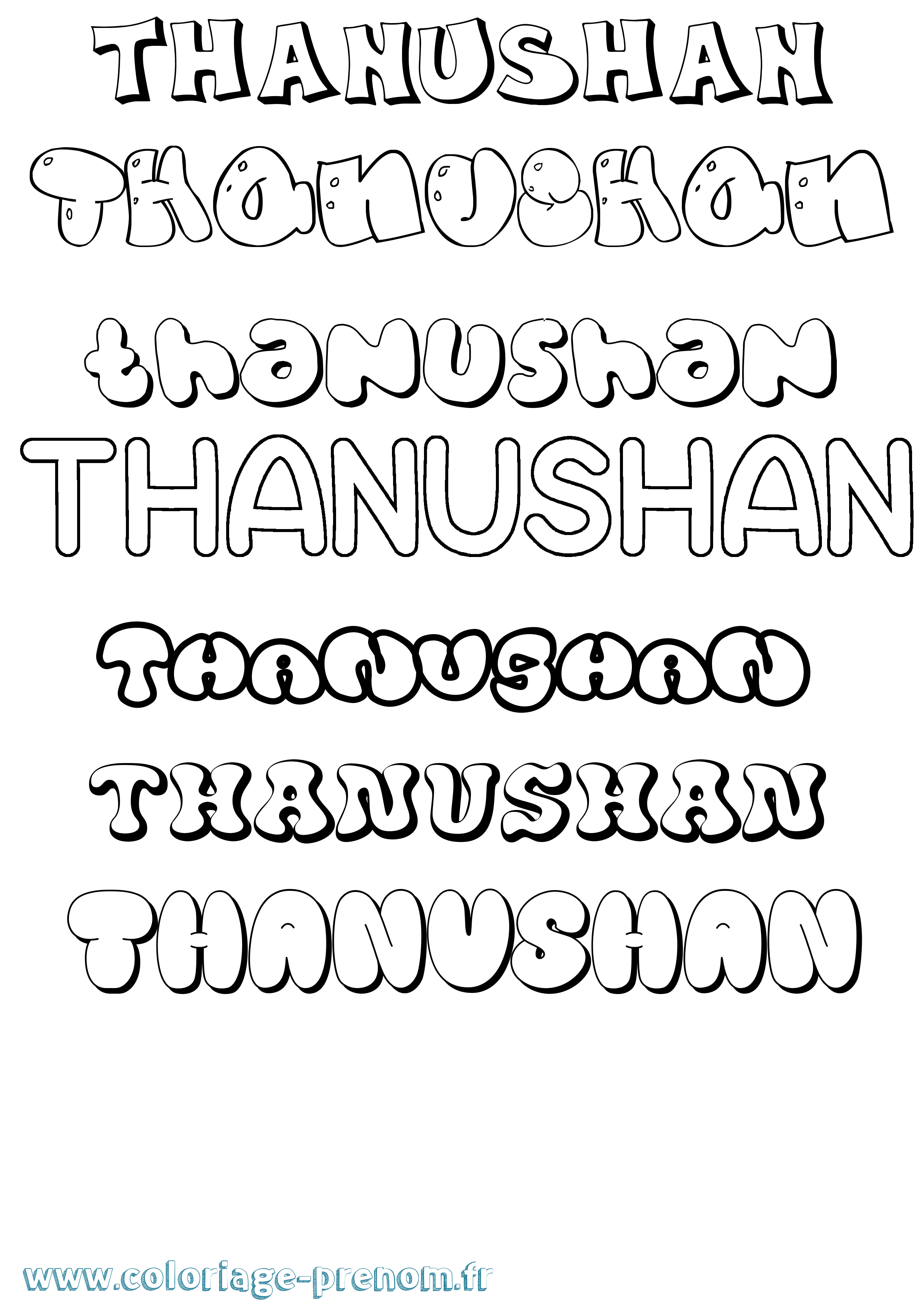 Coloriage Thanushan Bubble Coloriage prénom Thanushan Bubble