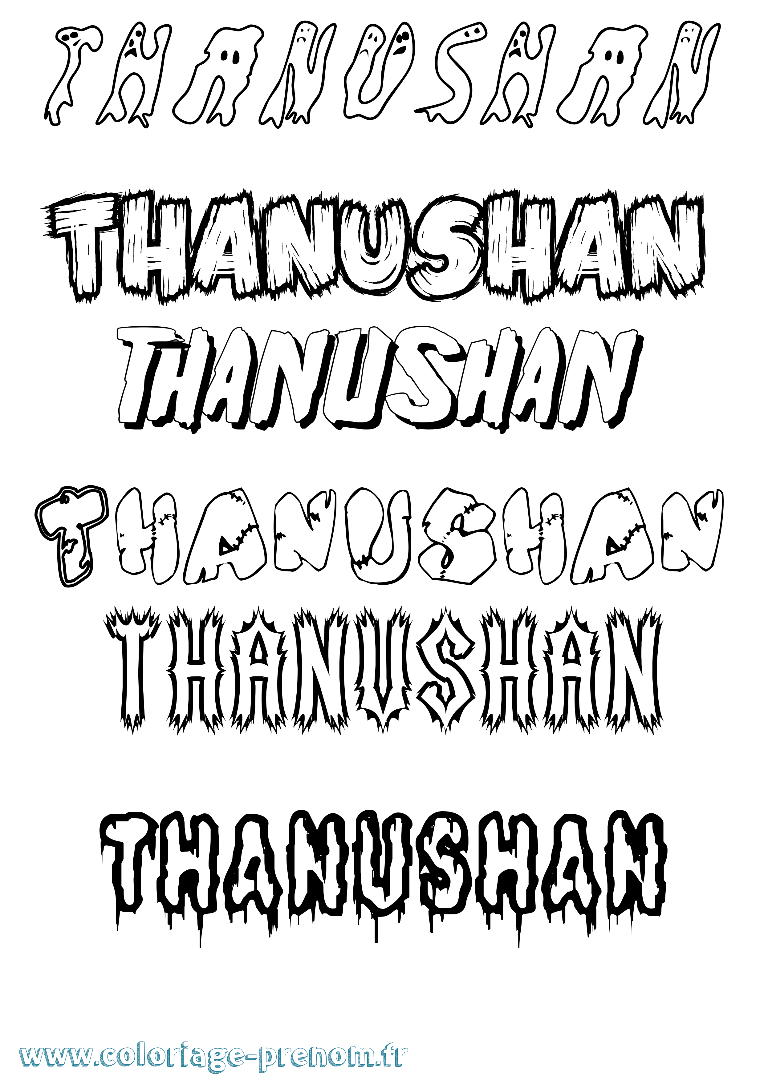Coloriage Thanushan Frisson Coloriage prénom Thanushan Frisson