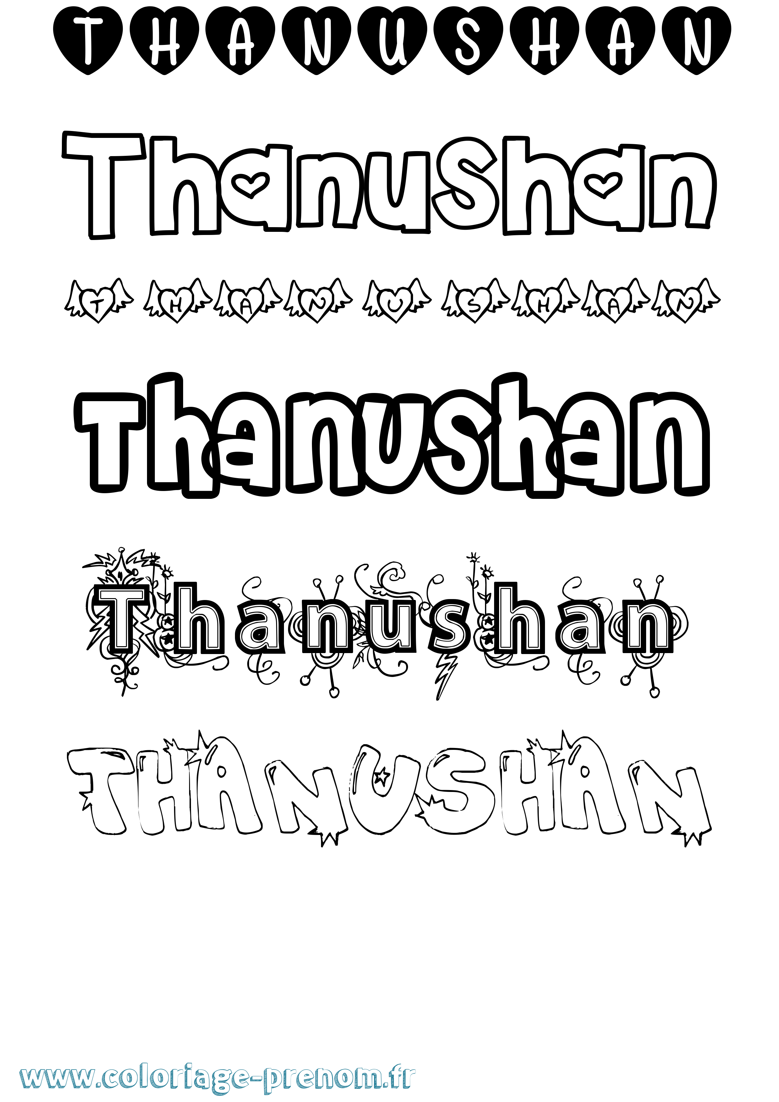 Coloriage Thanushan Girly Coloriage prénom Thanushan Girly