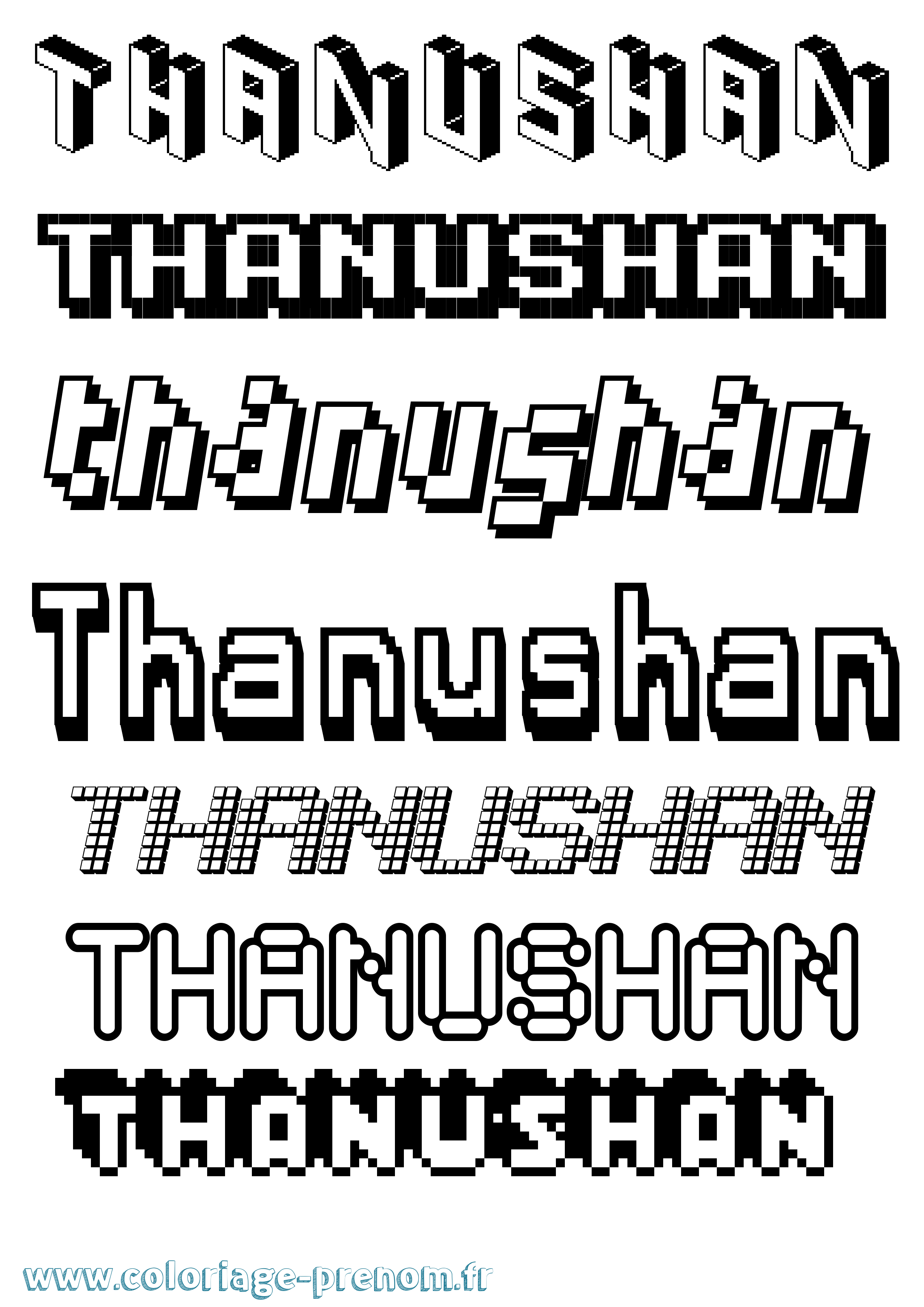 Coloriage Thanushan Pixel Coloriage prénom Thanushan Pixel
