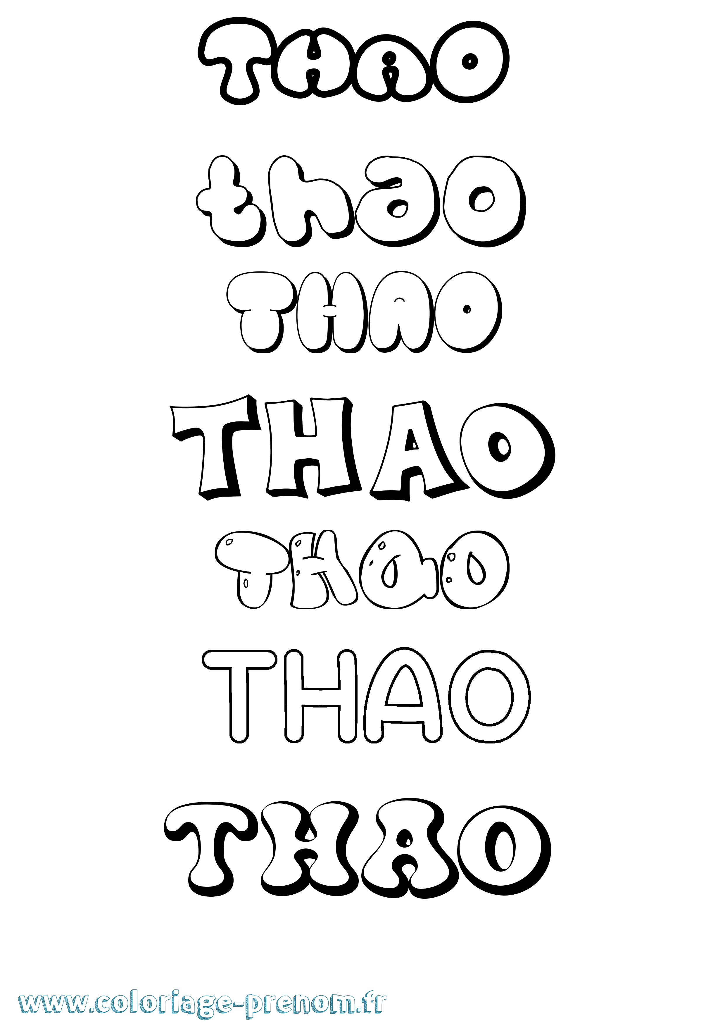 Coloriage Thao Bubble Coloriage prénom Thao Bubble