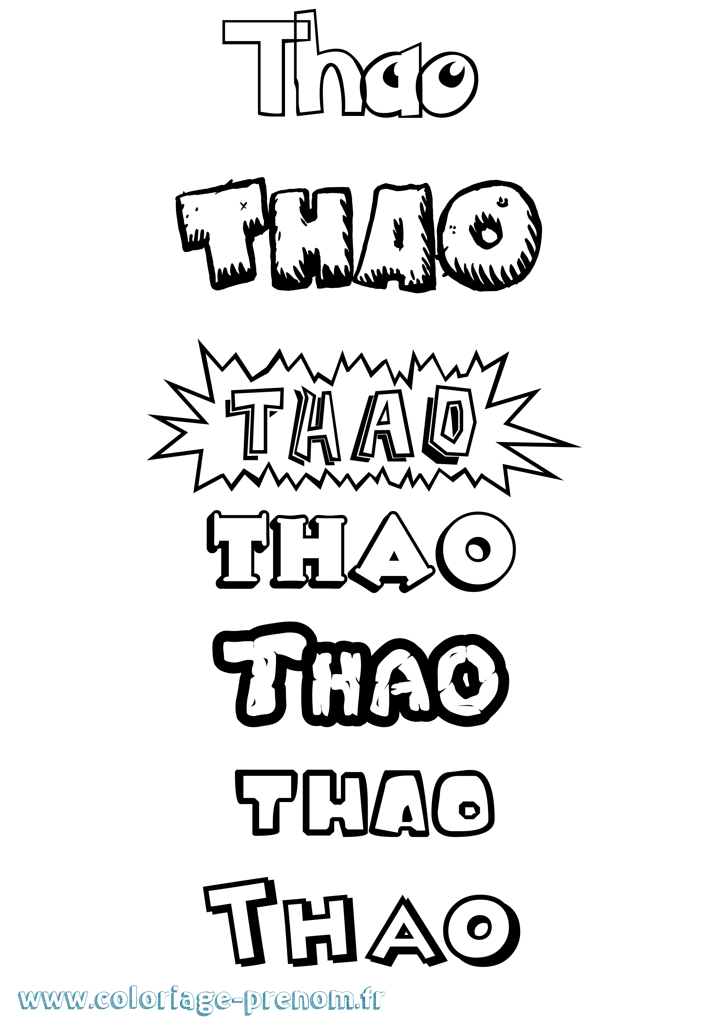 Coloriage Thao Dessin Animé Coloriage prénom Thao Dessin Animé