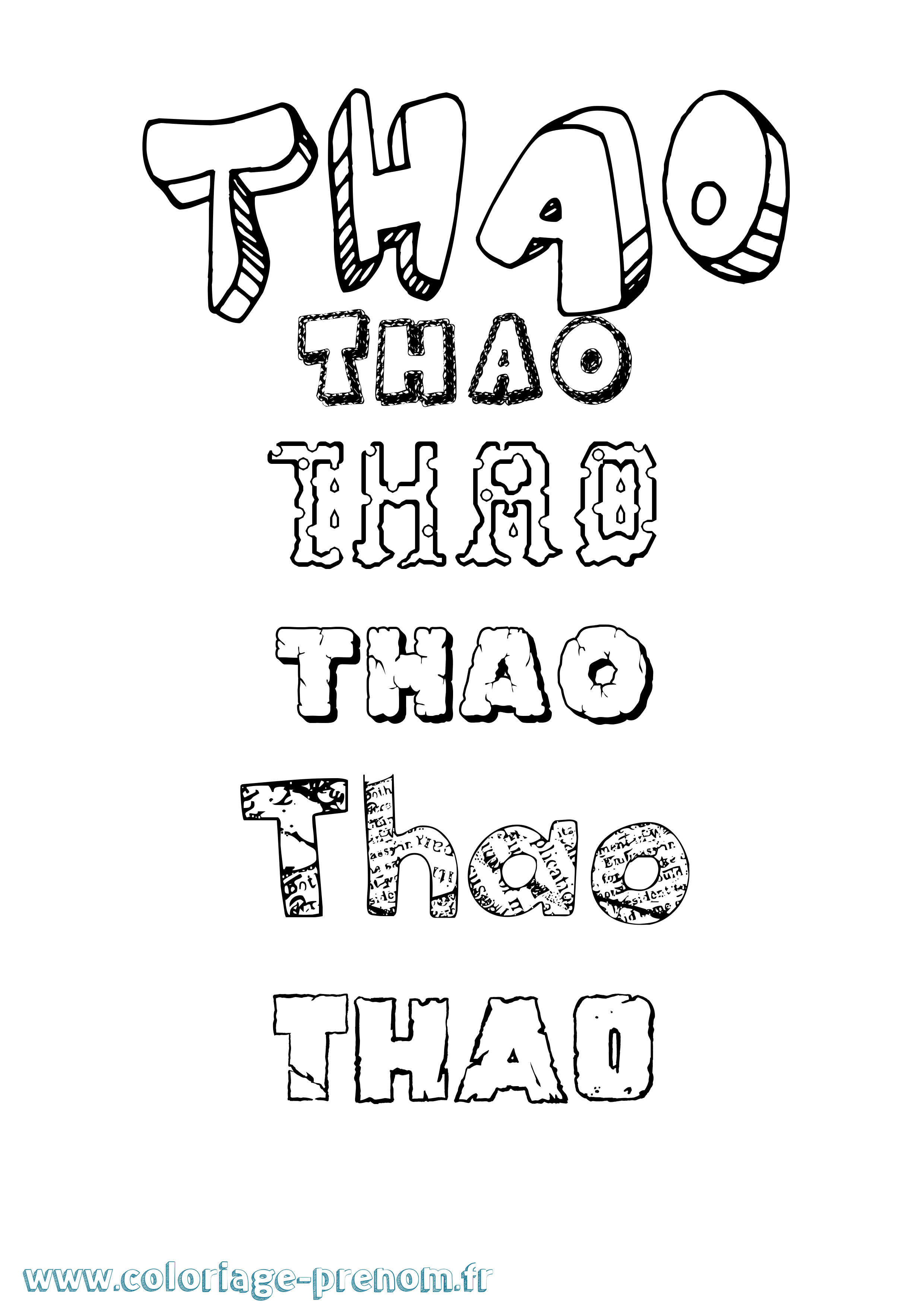 Coloriage Thao Destructuré Coloriage prénom Thao Destructuré
