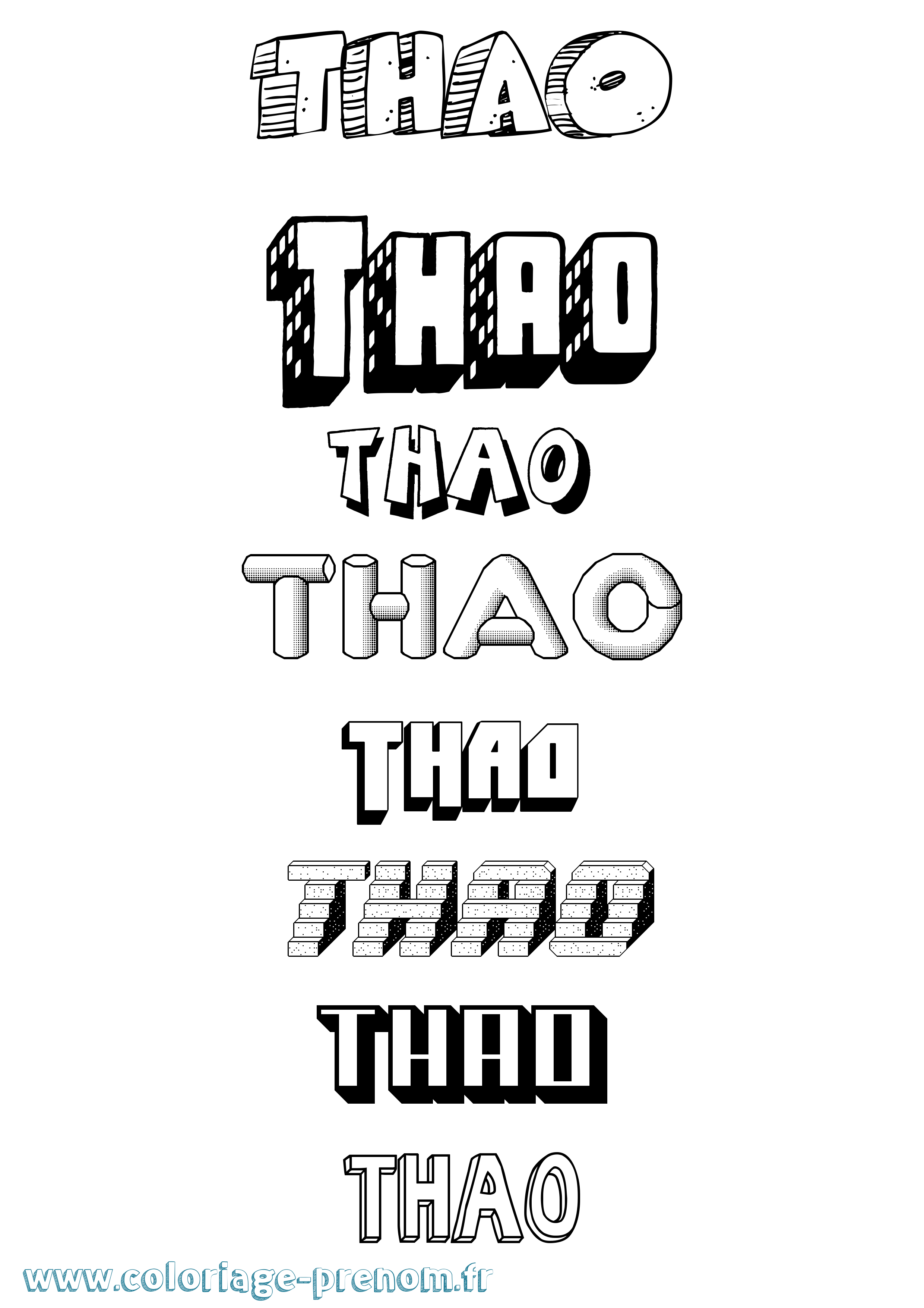 Coloriage Thao Effet 3D Coloriage prénom Thao Effet 3D