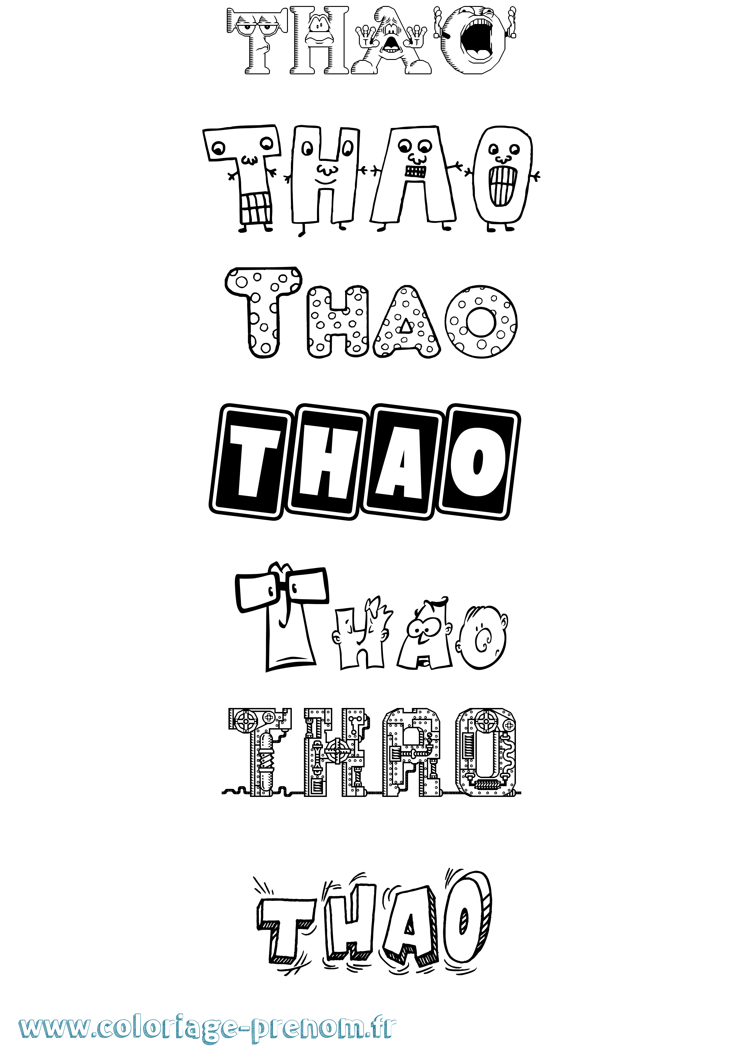 Coloriage Thao Fun Coloriage prénom Thao Fun