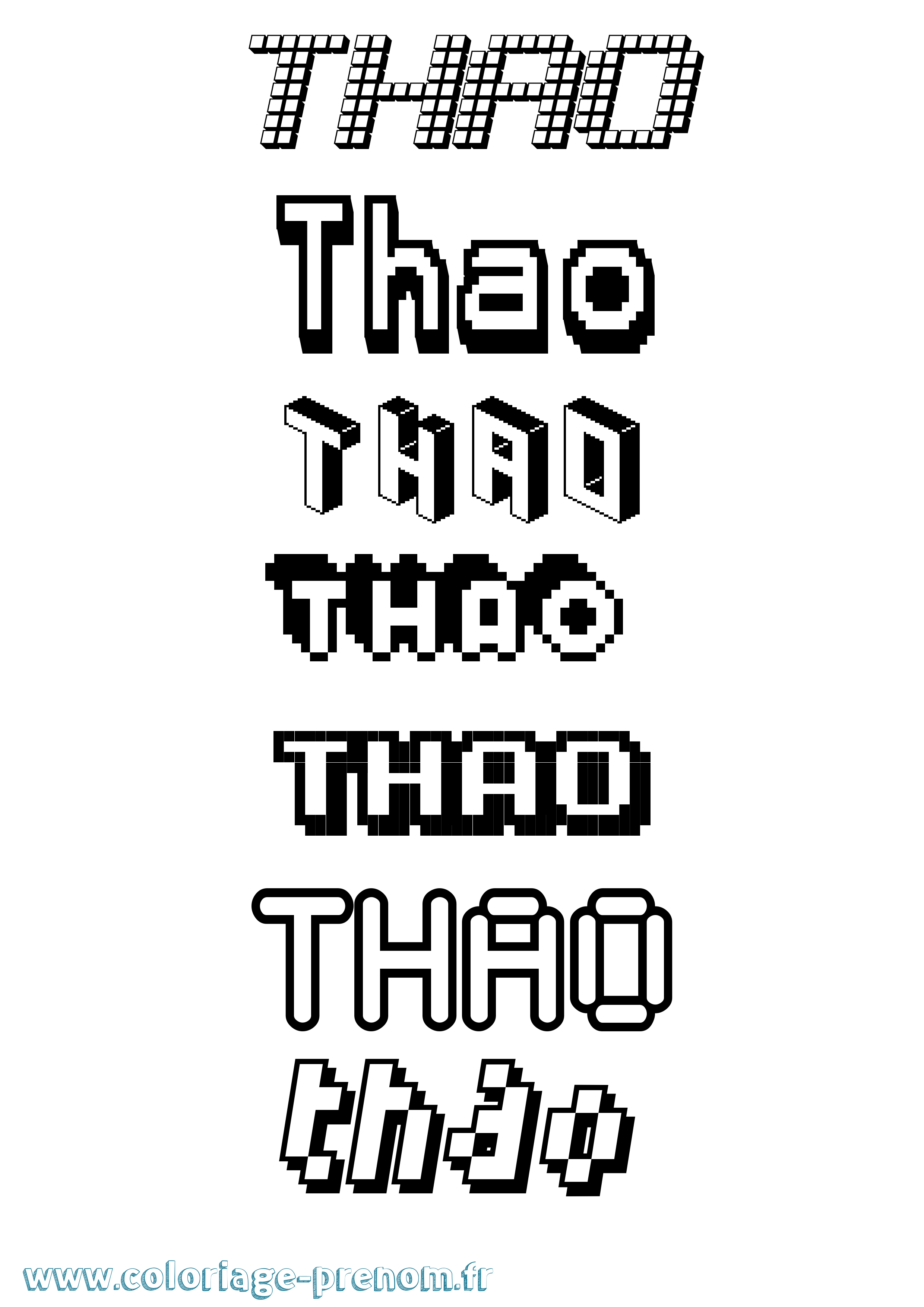 Coloriage Thao Pixel Coloriage prénom Thao Pixel