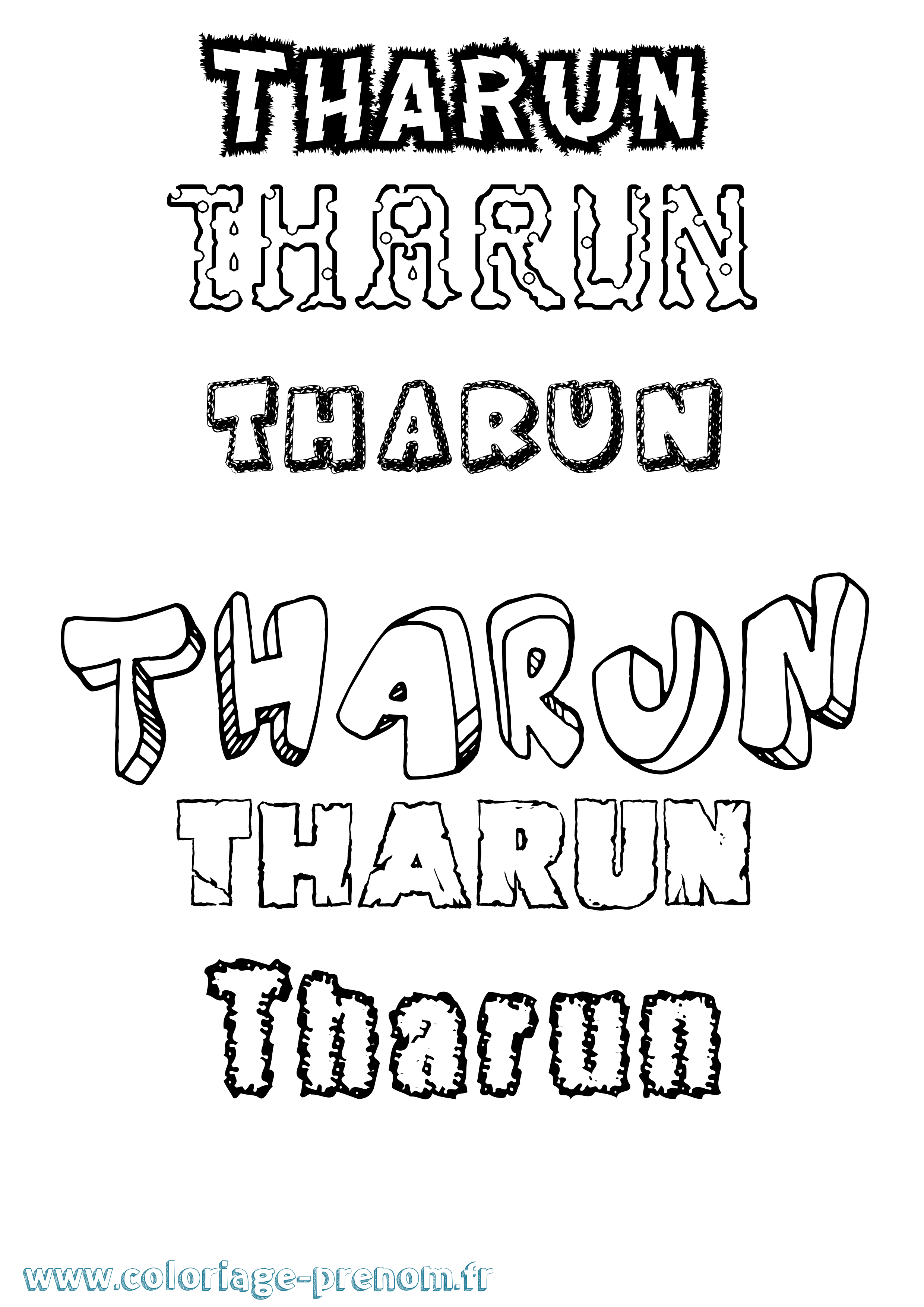 Coloriage Tharun Destructuré Coloriage prénom Tharun Destructuré