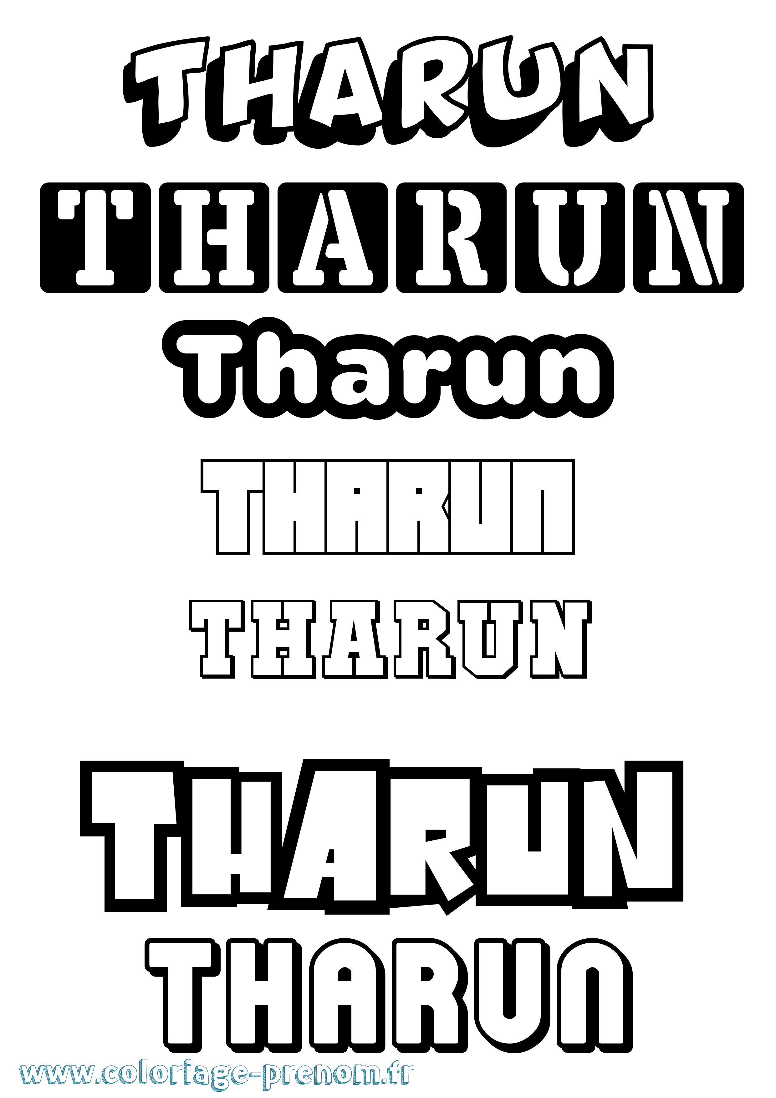 Coloriage Tharun Simple Coloriage prénom Tharun Simple
