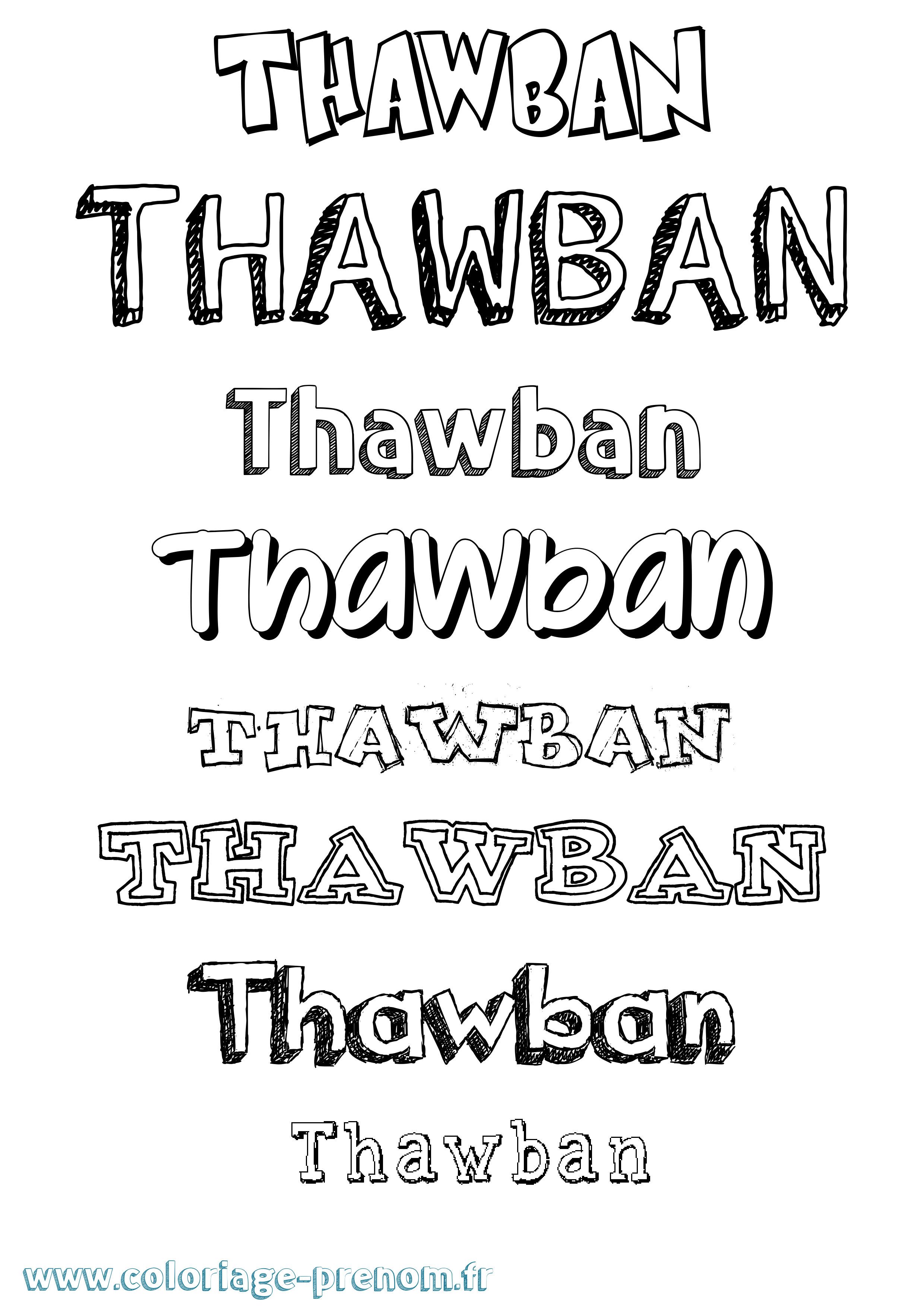 Coloriage Thawban Dessiné Coloriage prénom Thawban Dessiné