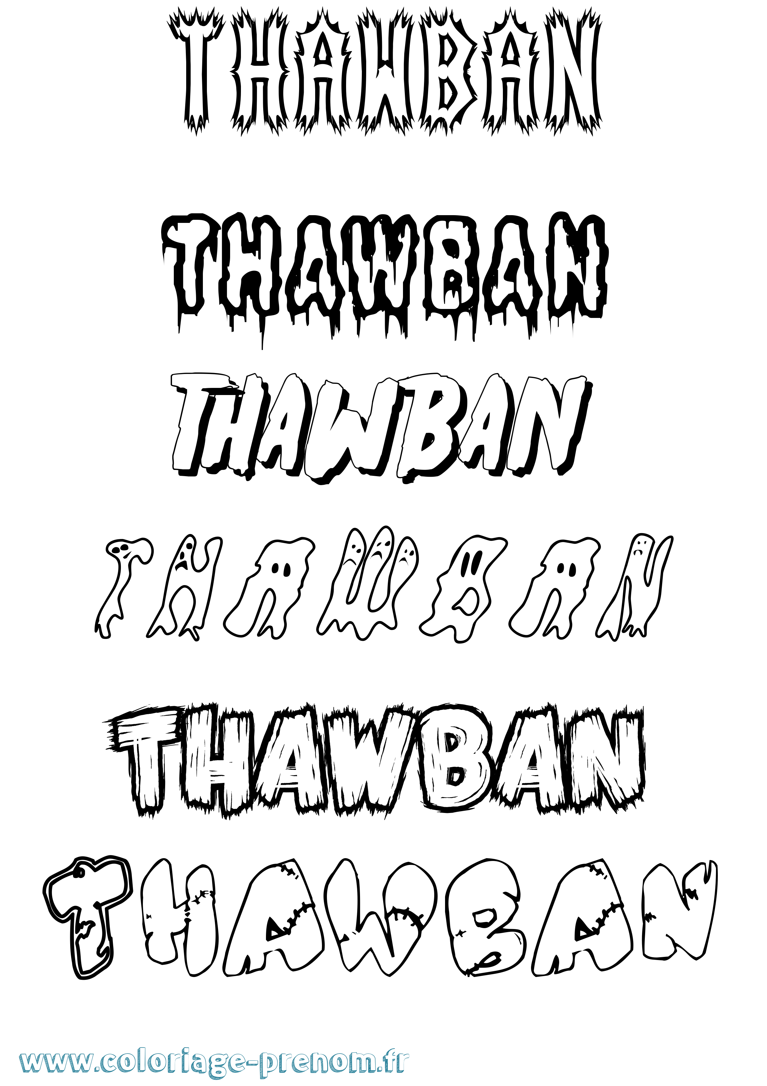 Coloriage Thawban Frisson Coloriage prénom Thawban Frisson