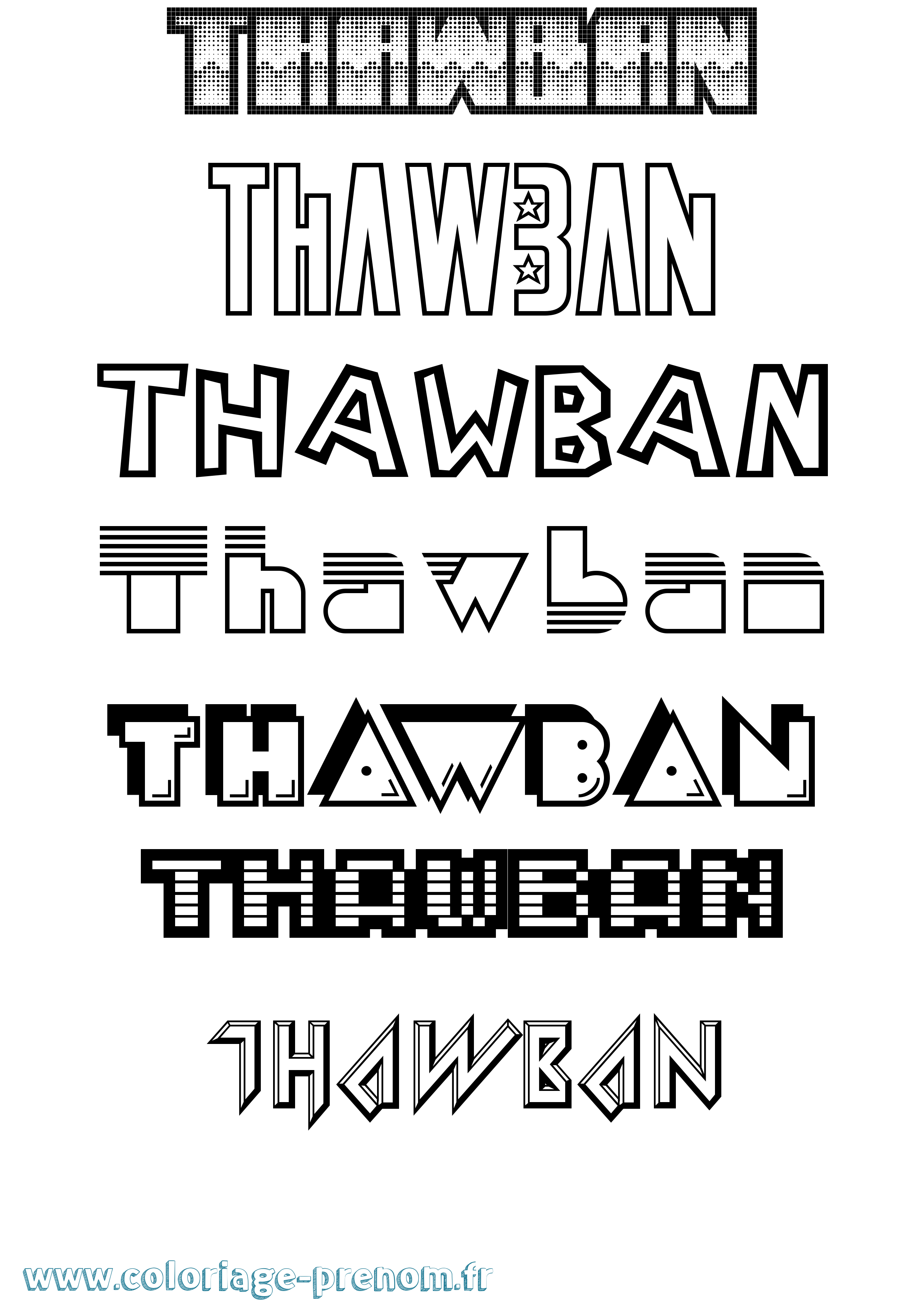 Coloriage Thawban Jeux Vidéos Coloriage prénom Thawban Jeux Vidéos