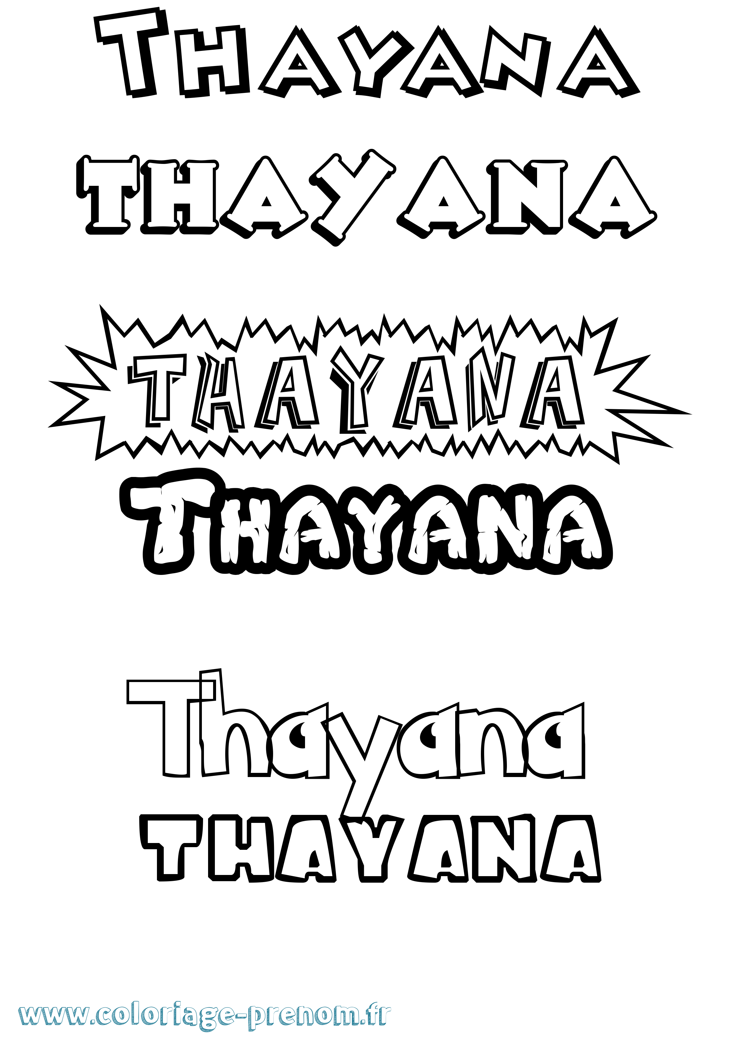 Coloriage Thayana Dessin Animé Coloriage prénom Thayana Dessin Animé