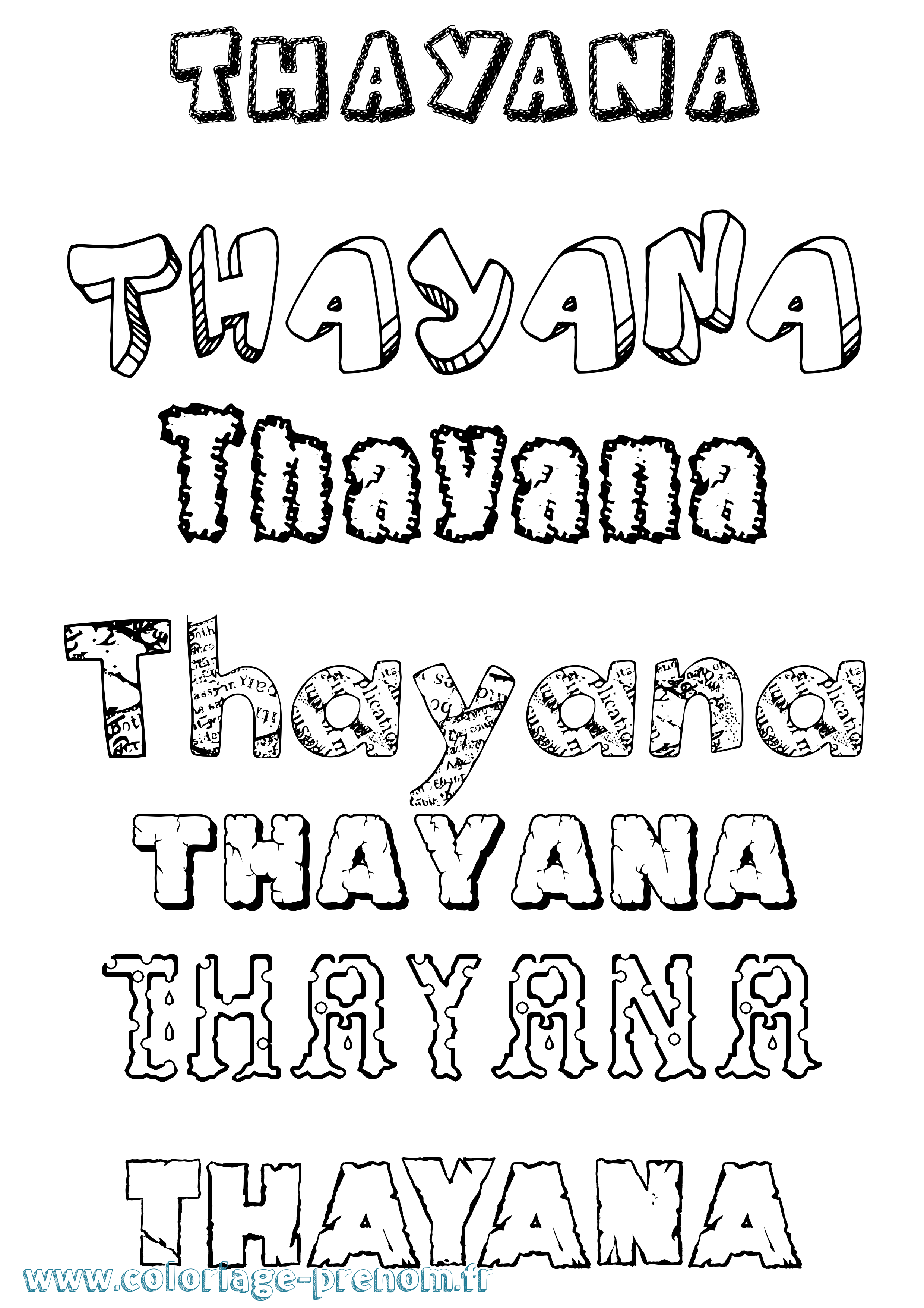 Coloriage Thayana Destructuré Coloriage prénom Thayana Destructuré