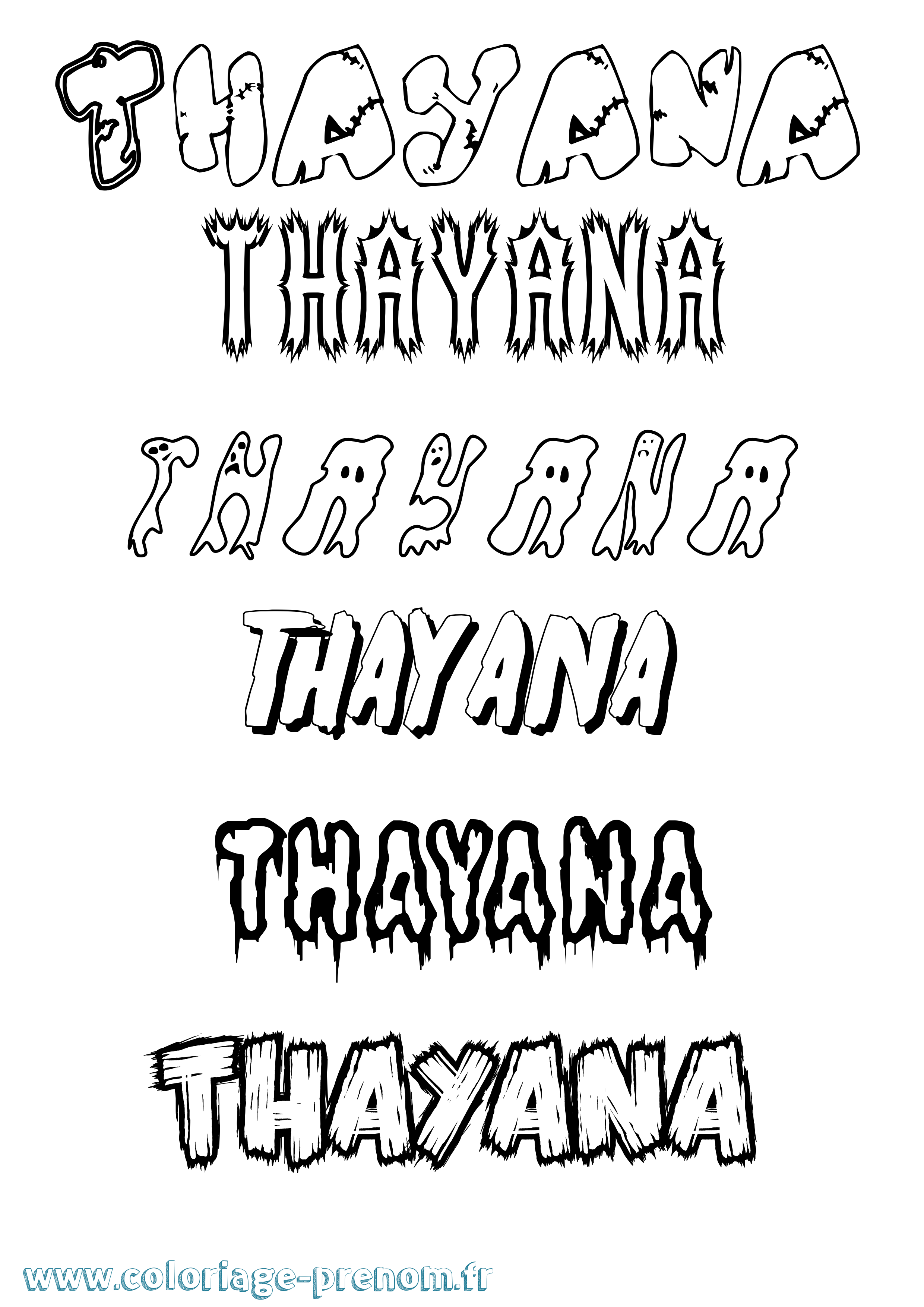 Coloriage Thayana Frisson Coloriage prénom Thayana Frisson