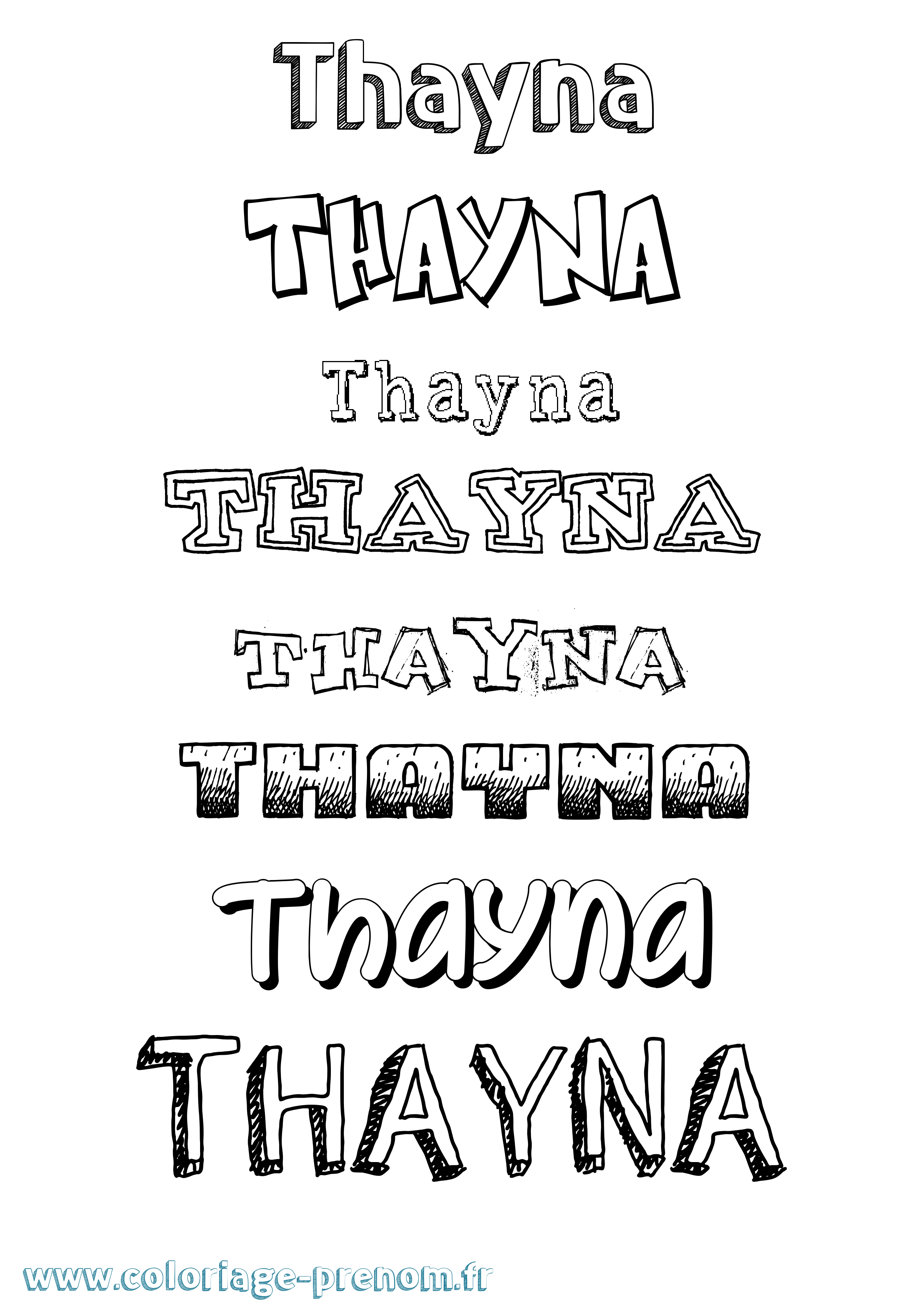 Coloriage Thayna Dessiné Coloriage prénom Thayna Dessiné