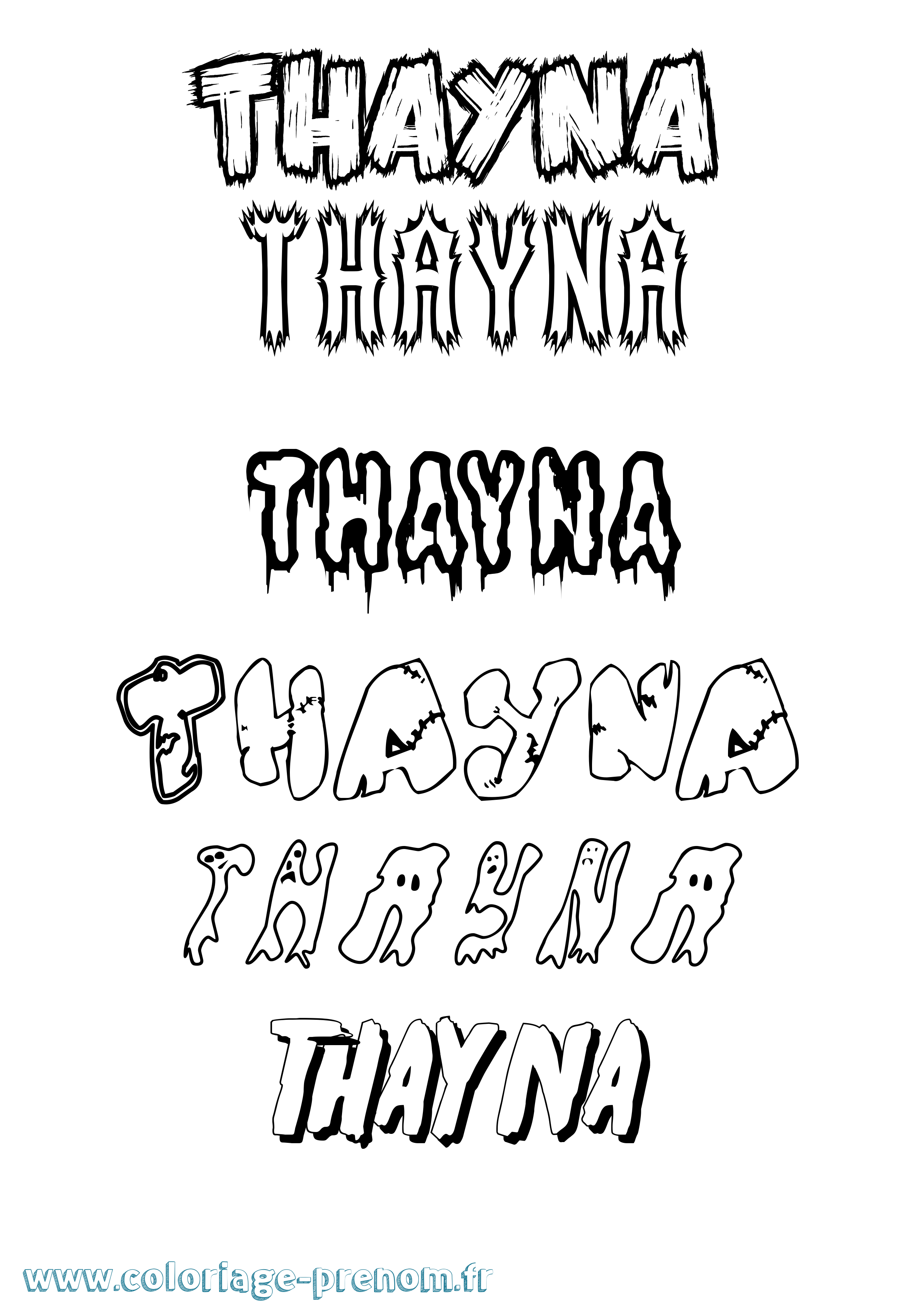 Coloriage Thayna Frisson Coloriage prénom Thayna Frisson