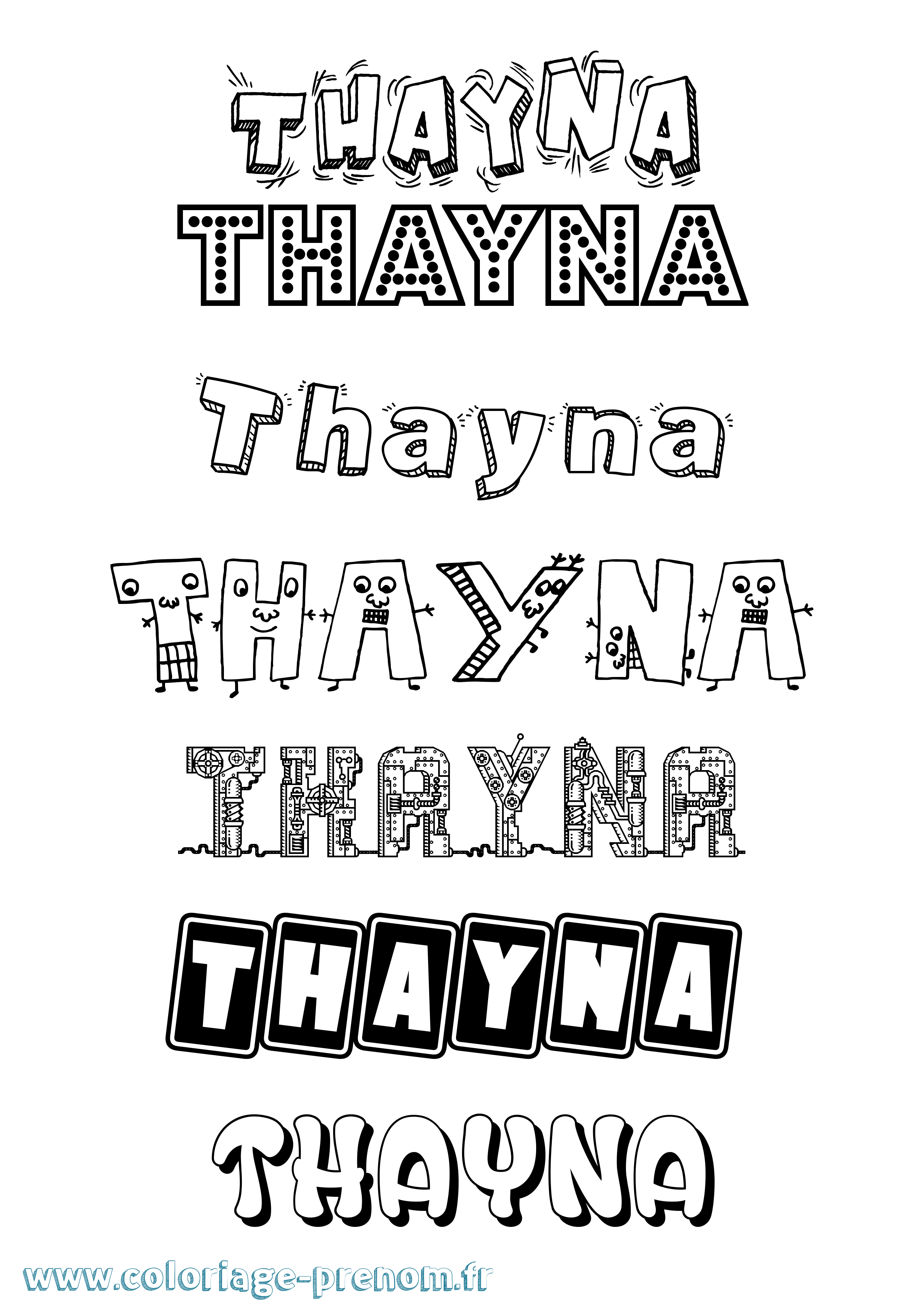 Coloriage Thayna Fun Coloriage prénom Thayna Fun