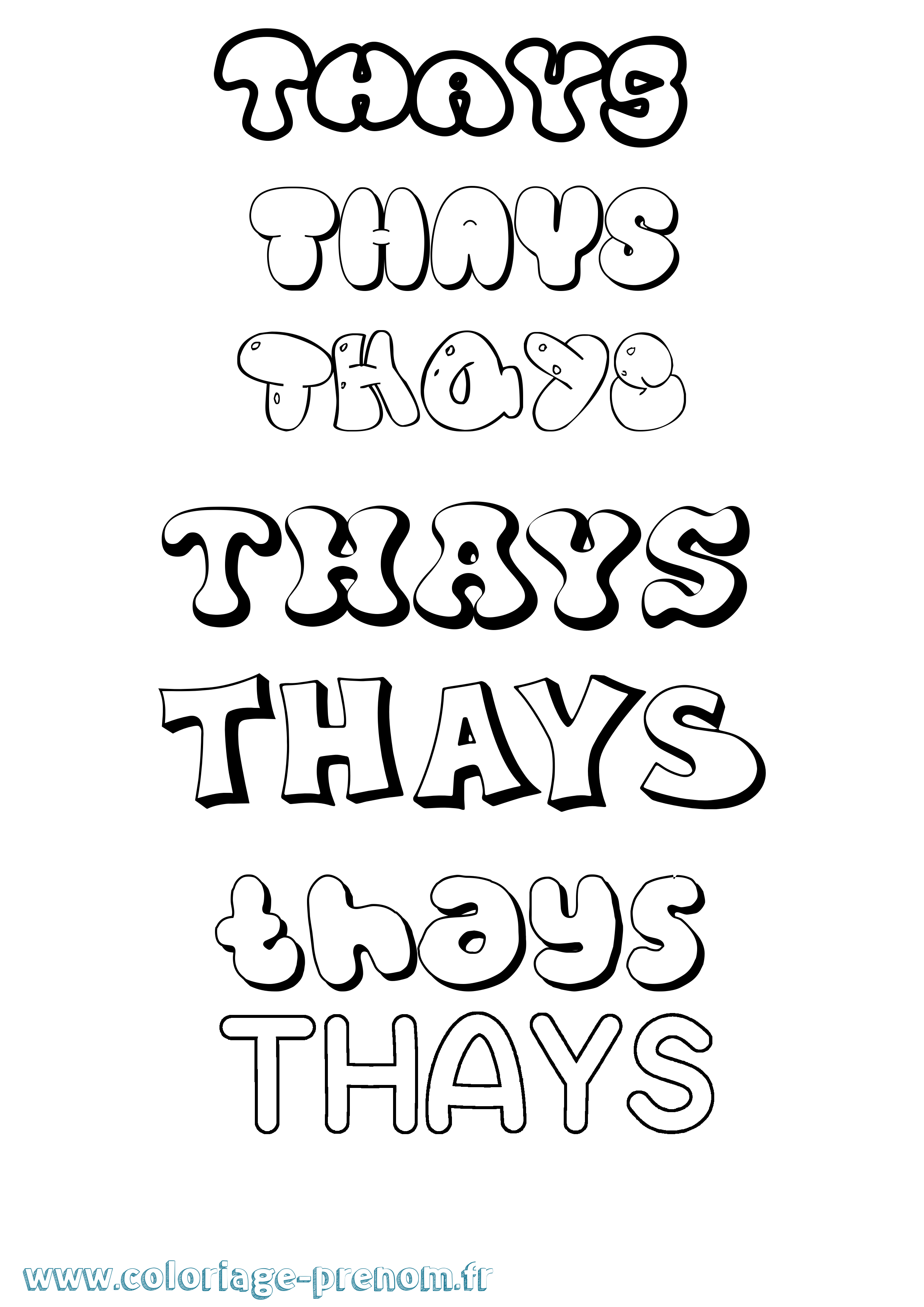 Coloriage Thays Bubble Coloriage prénom Thays Bubble