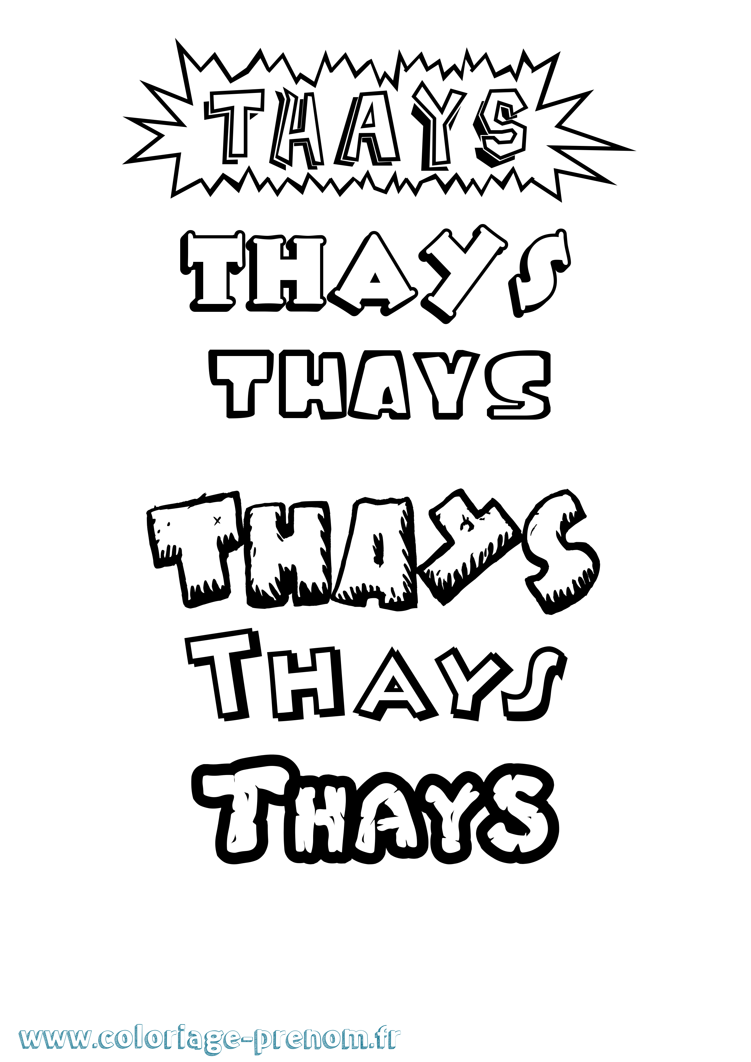 Coloriage Thays Dessin Animé Coloriage prénom Thays Dessin Animé