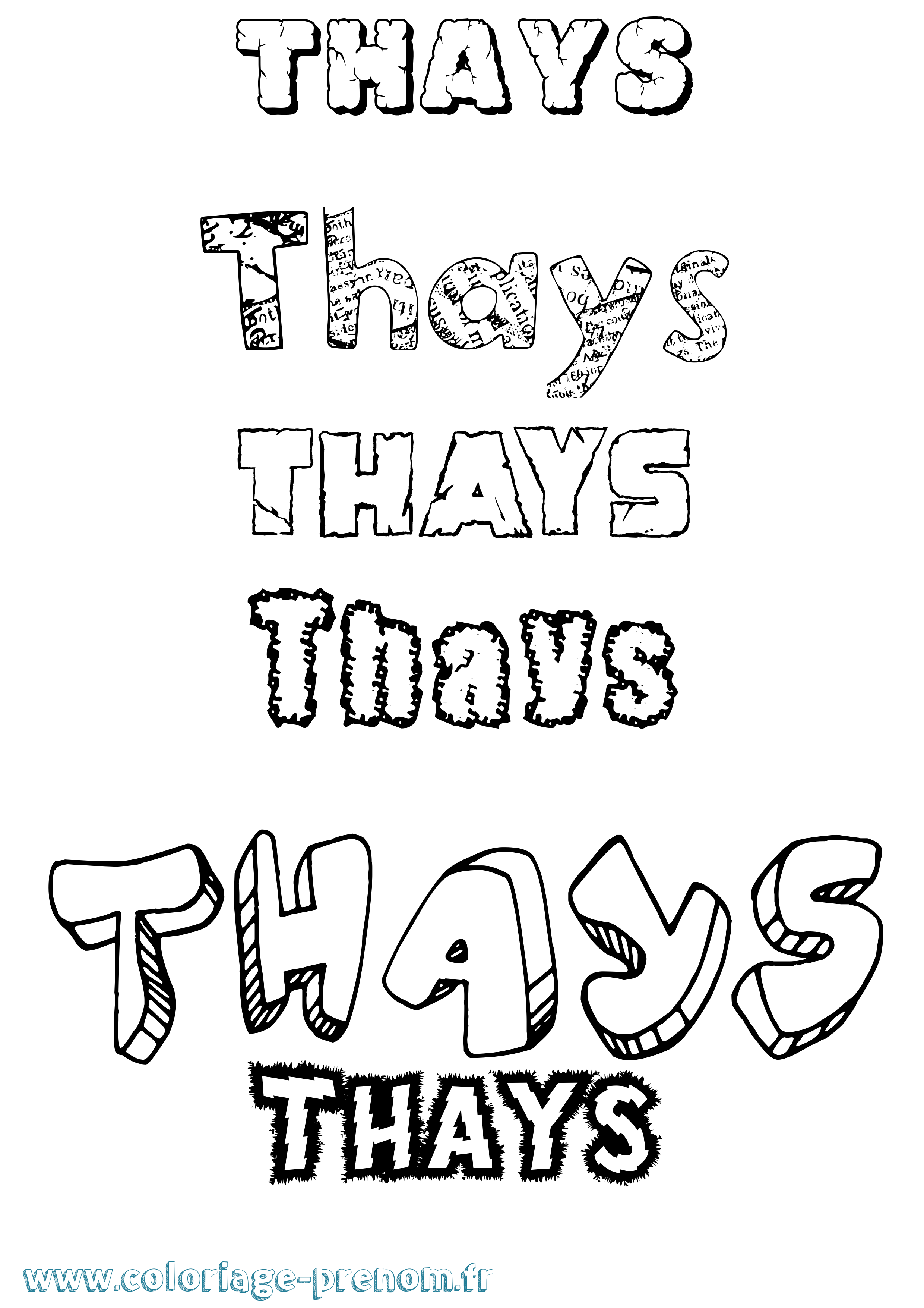 Coloriage Thays Destructuré Coloriage prénom Thays Destructuré