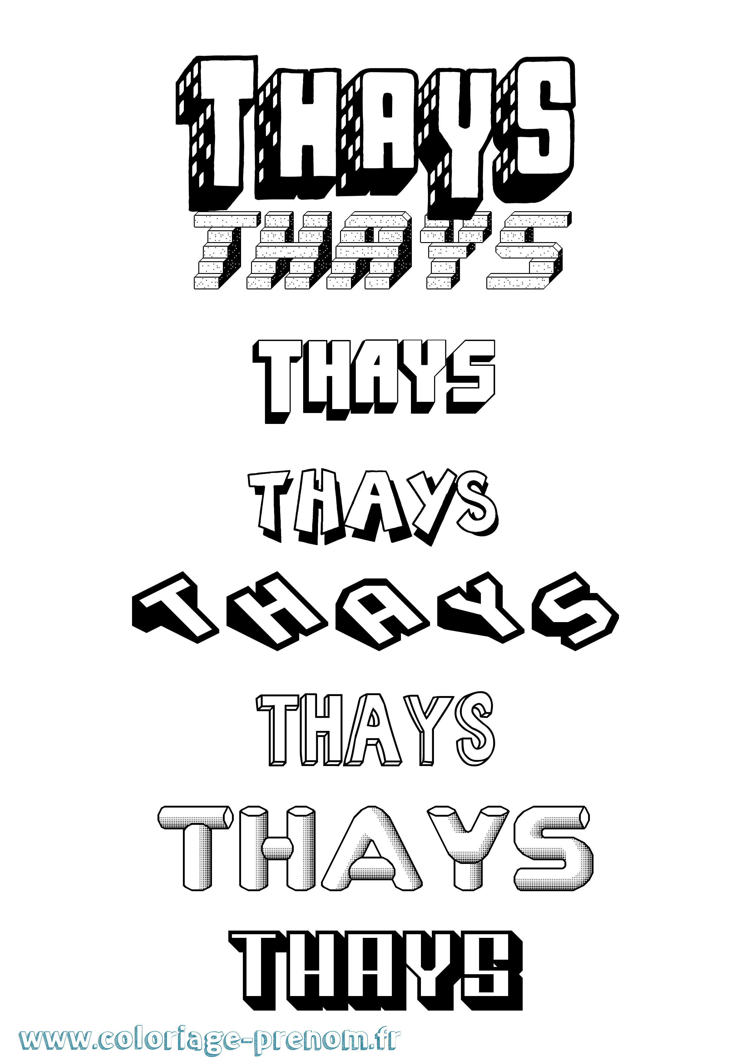 Coloriage Thays Effet 3D Coloriage prénom Thays Effet 3D