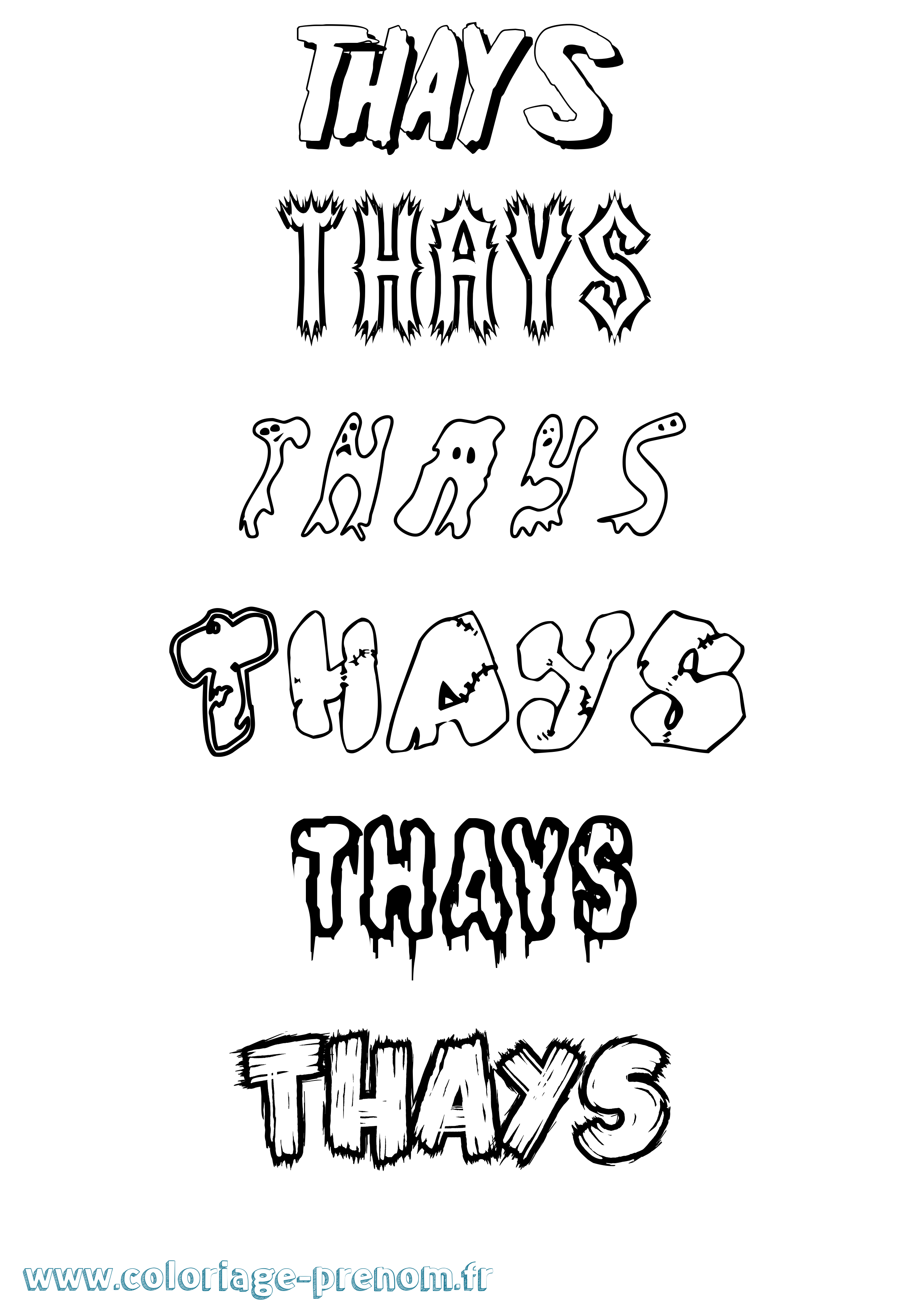 Coloriage Thays Frisson Coloriage prénom Thays Frisson