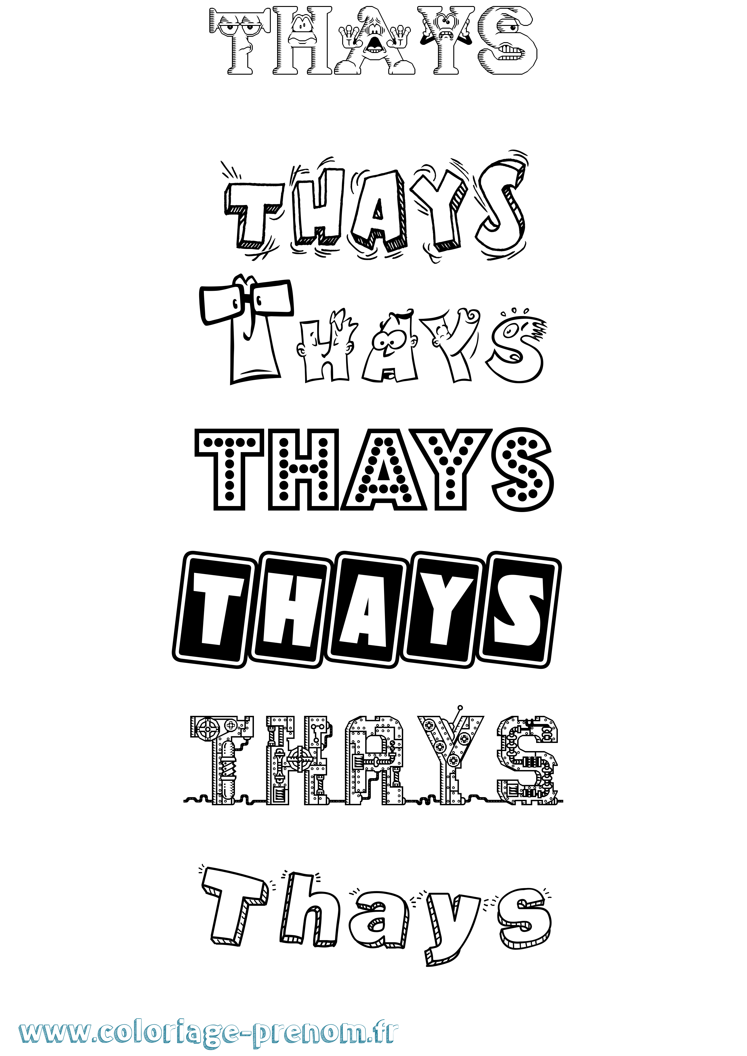 Coloriage Thays Fun Coloriage prénom Thays Fun