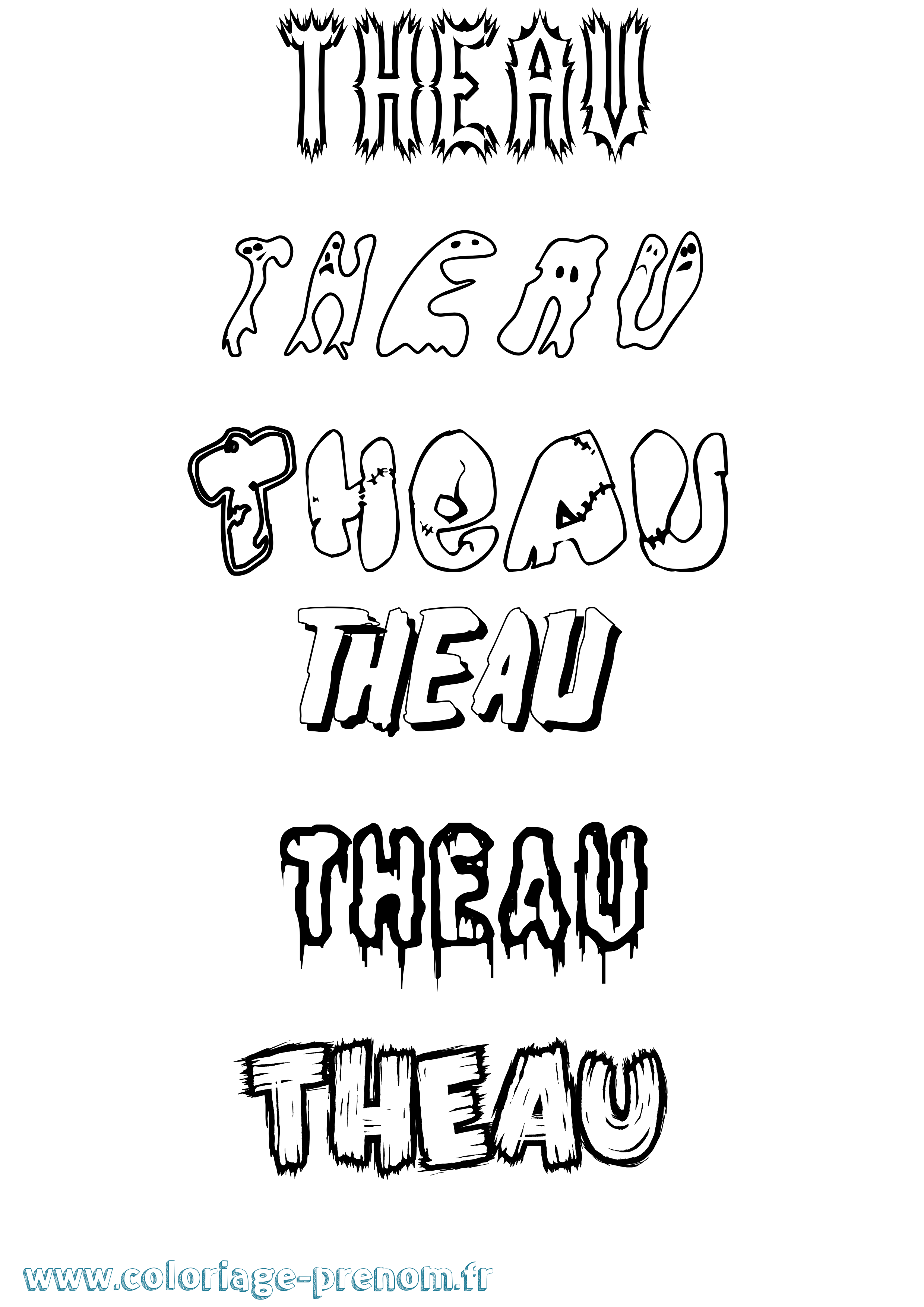 Coloriage Theau Frisson Coloriage prénom Theau Frisson