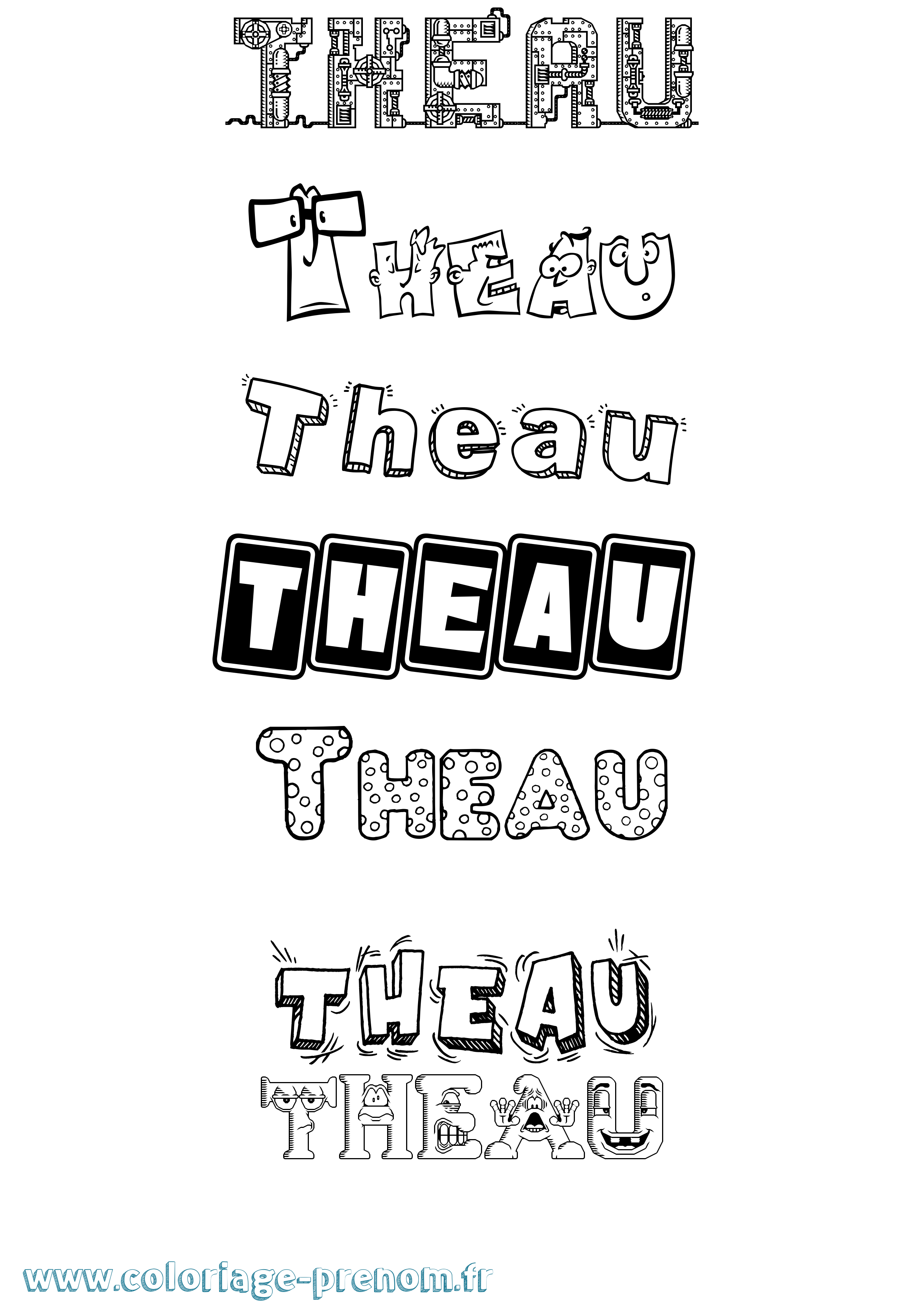 Coloriage Theau Fun Coloriage prénom Theau Fun