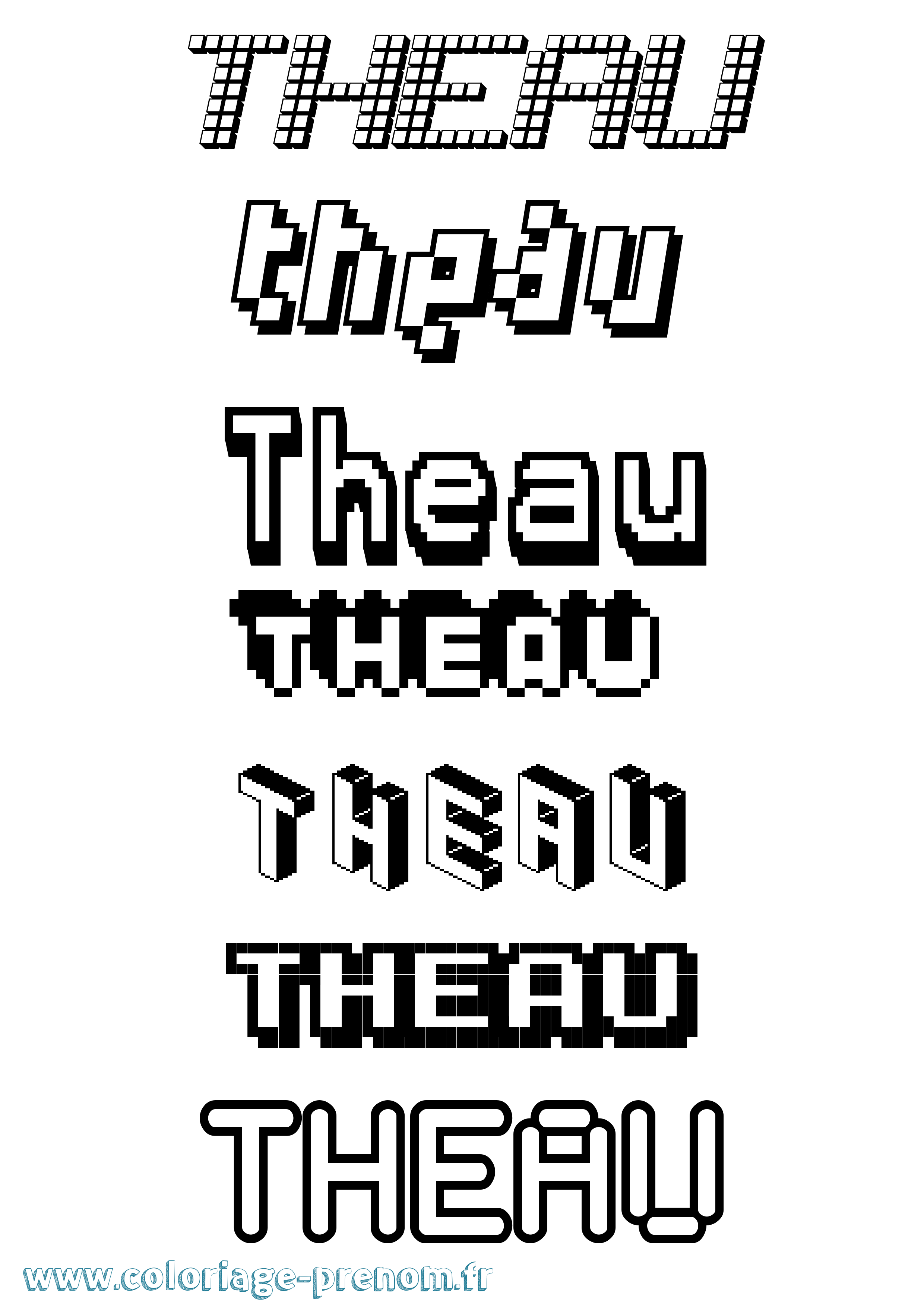 Coloriage Theau Pixel Coloriage prénom Theau Pixel