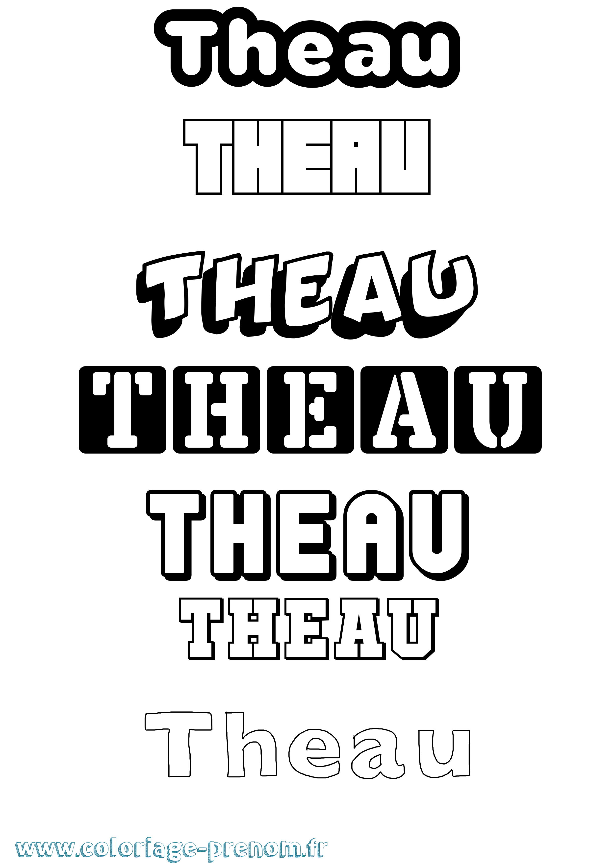 Coloriage Theau Simple Coloriage prénom Theau Simple