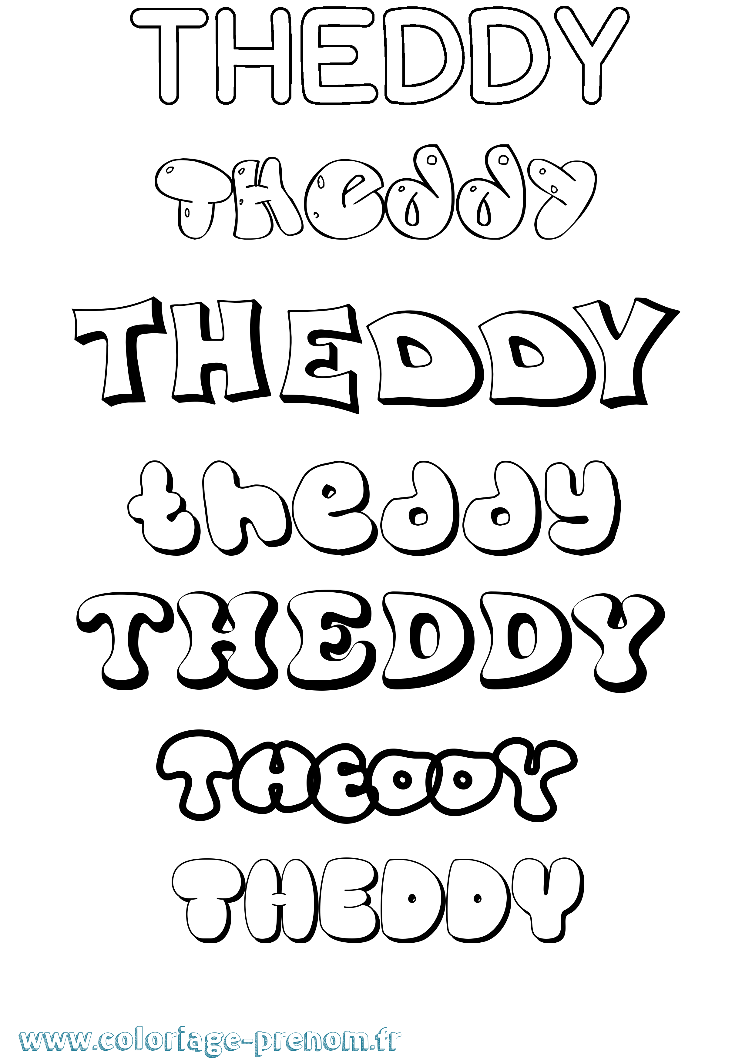 Coloriage Theddy Bubble Coloriage prénom Theddy Bubble