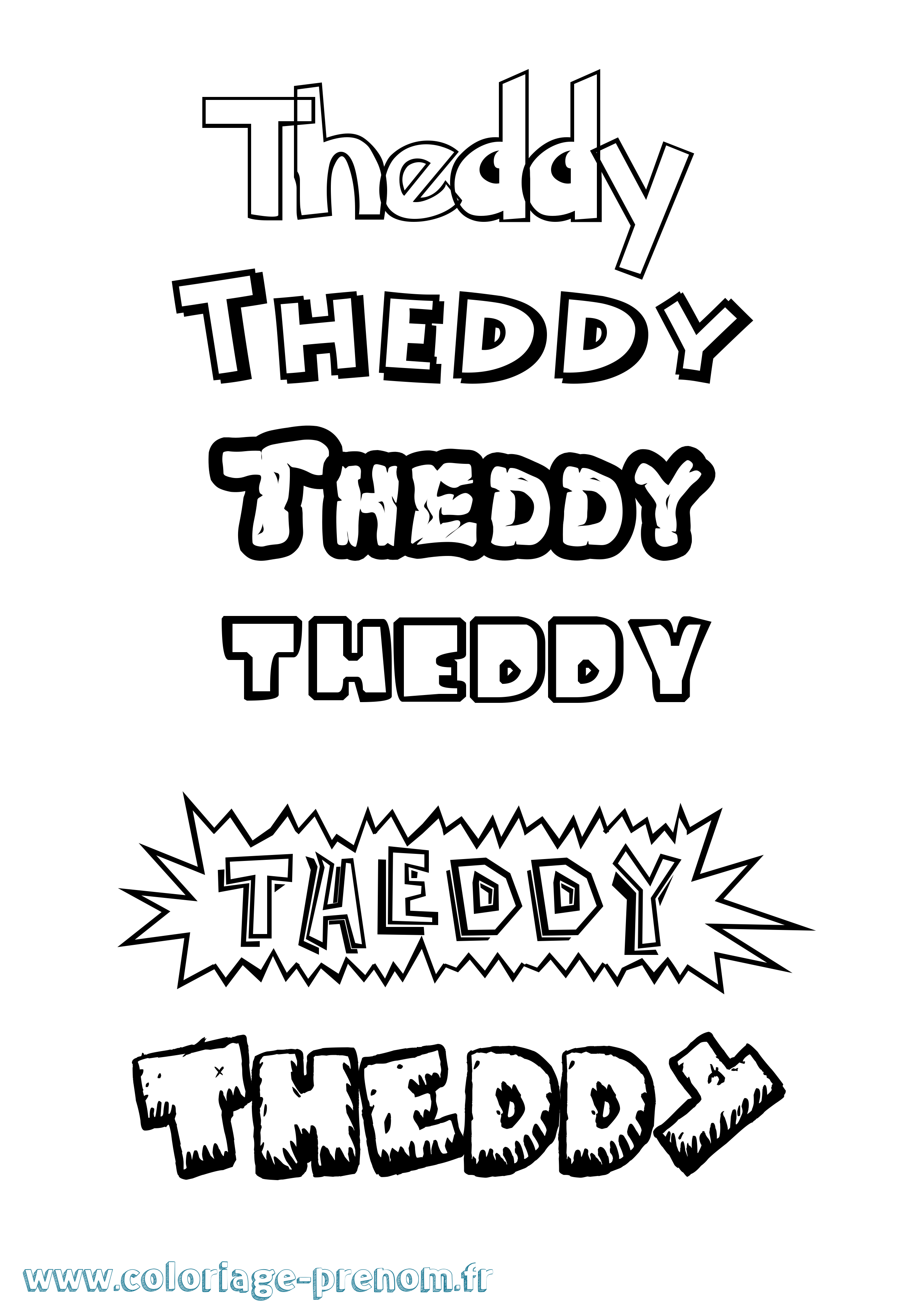 Coloriage Theddy Dessin Animé Coloriage prénom Theddy Dessin Animé