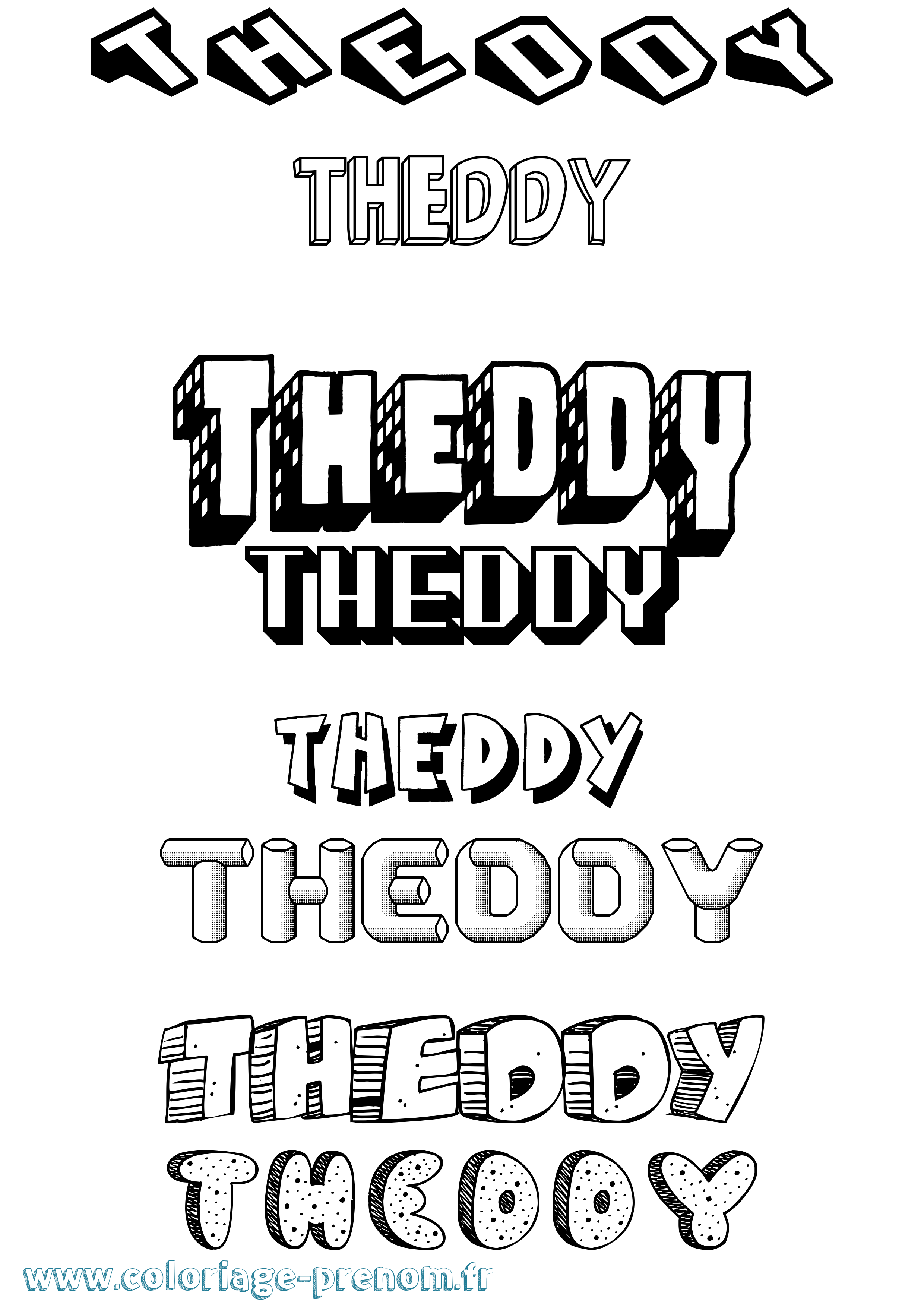 Coloriage Theddy Effet 3D Coloriage prénom Theddy Effet 3D