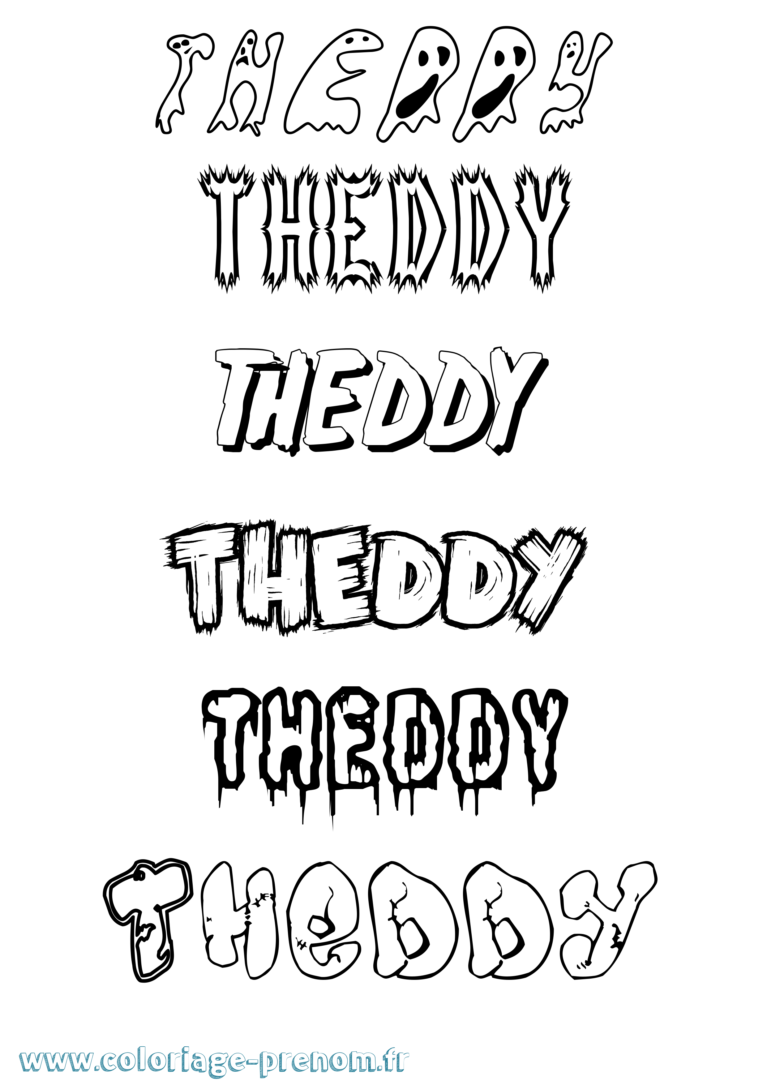 Coloriage Theddy Frisson Coloriage prénom Theddy Frisson