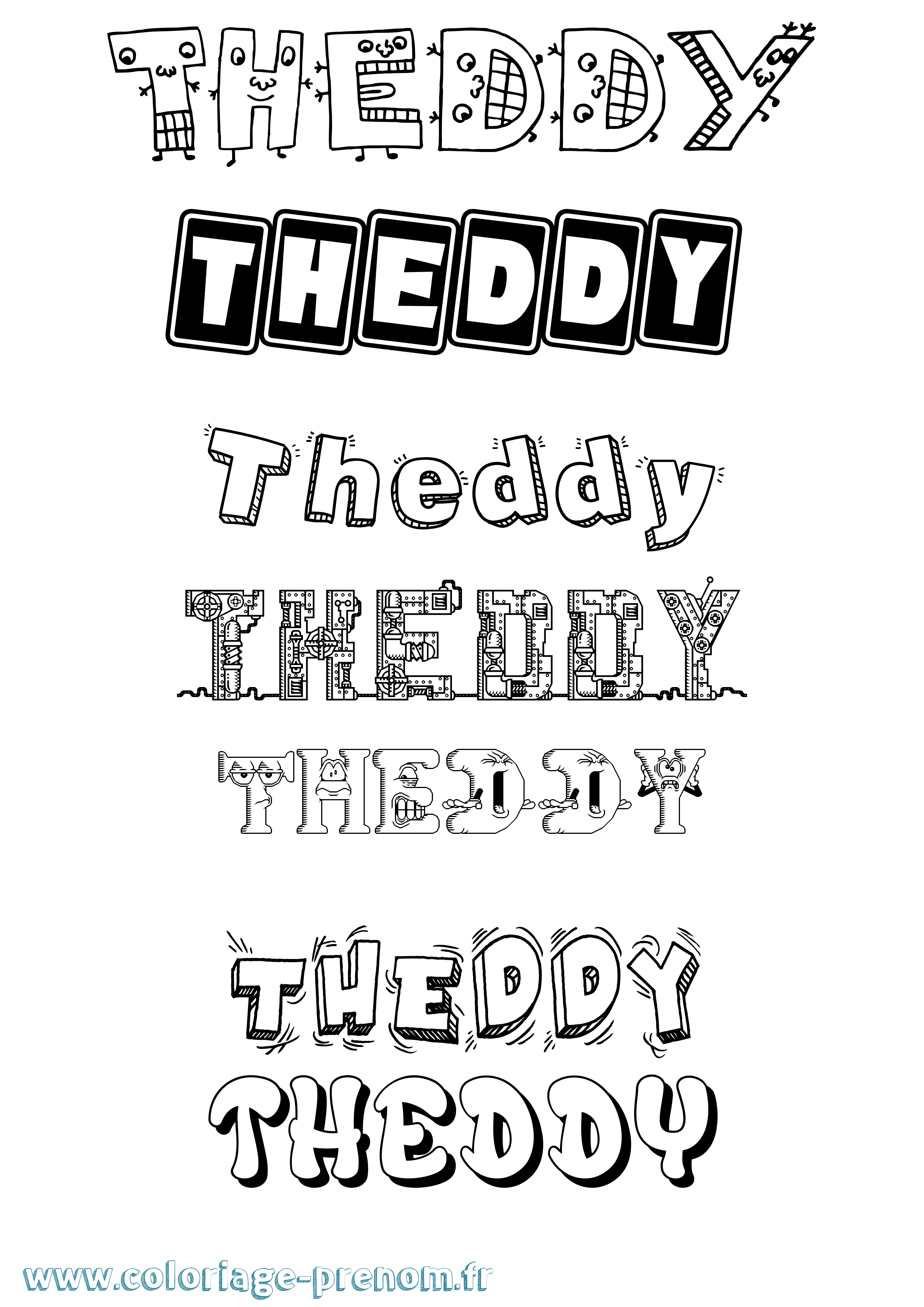 Coloriage Theddy Fun Coloriage prénom Theddy Fun