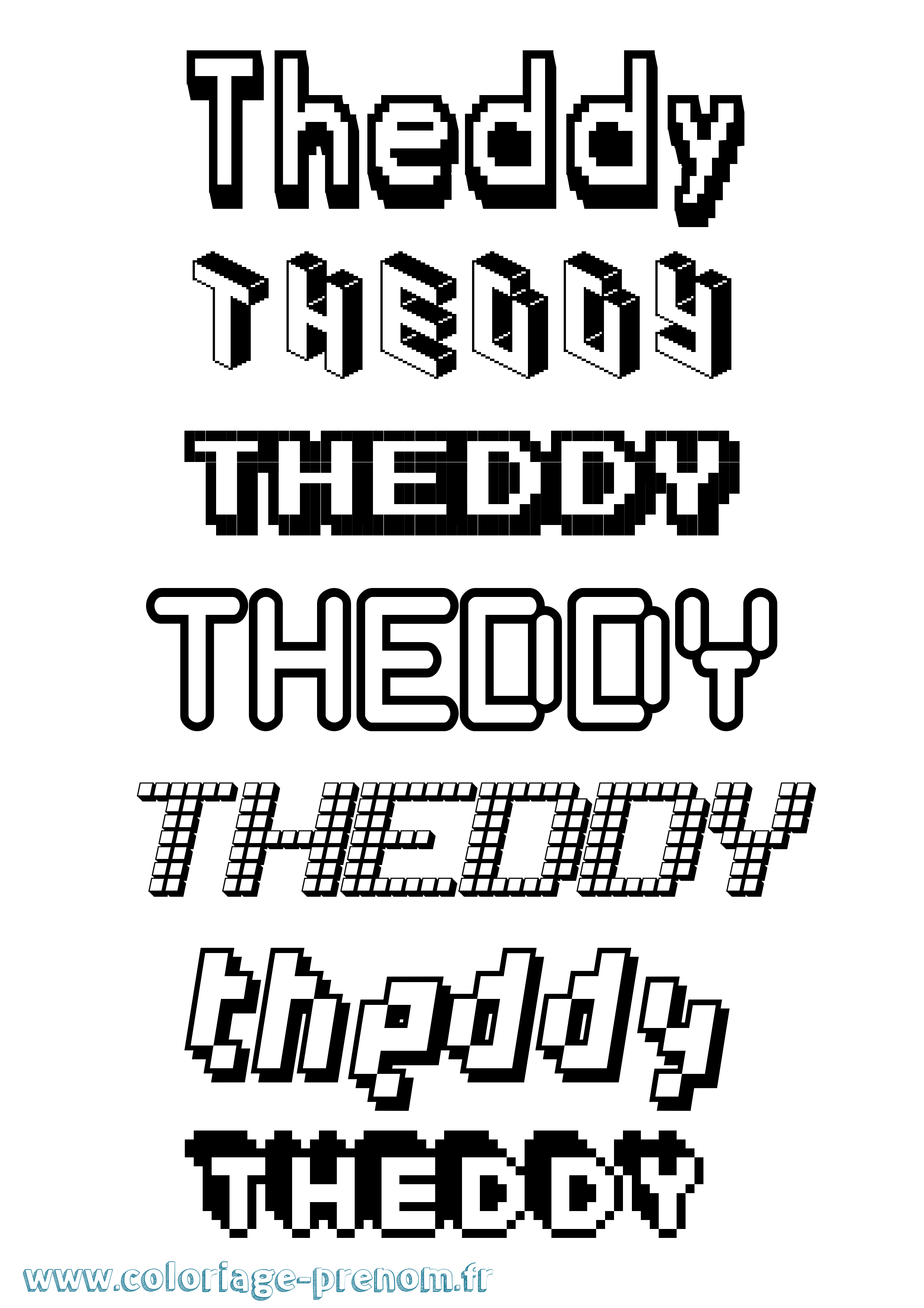 Coloriage Theddy Pixel Coloriage prénom Theddy Pixel