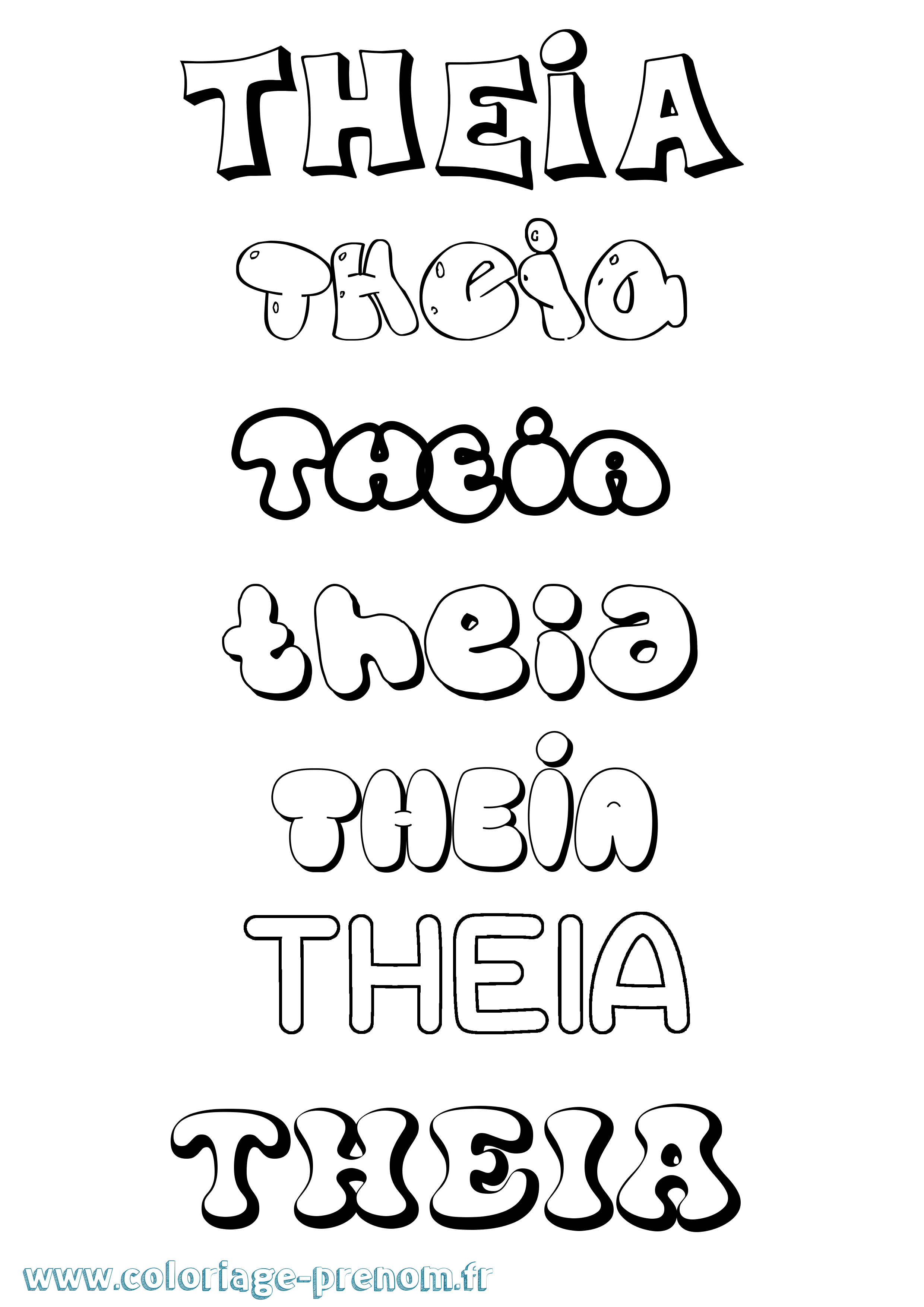 Coloriage Theia Bubble Coloriage prénom Theia Bubble