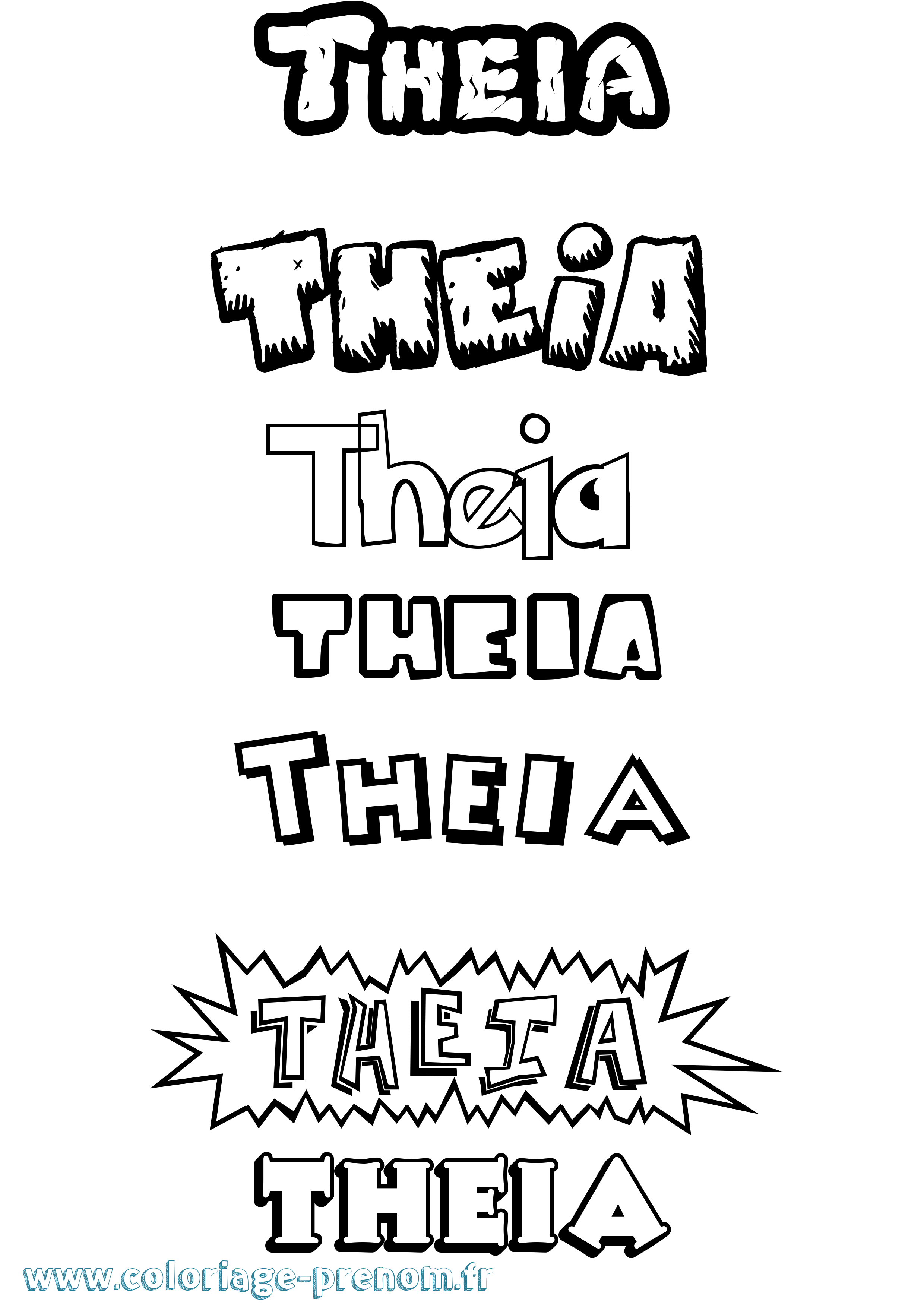 Coloriage Theia Dessin Animé Coloriage prénom Theia Dessin Animé