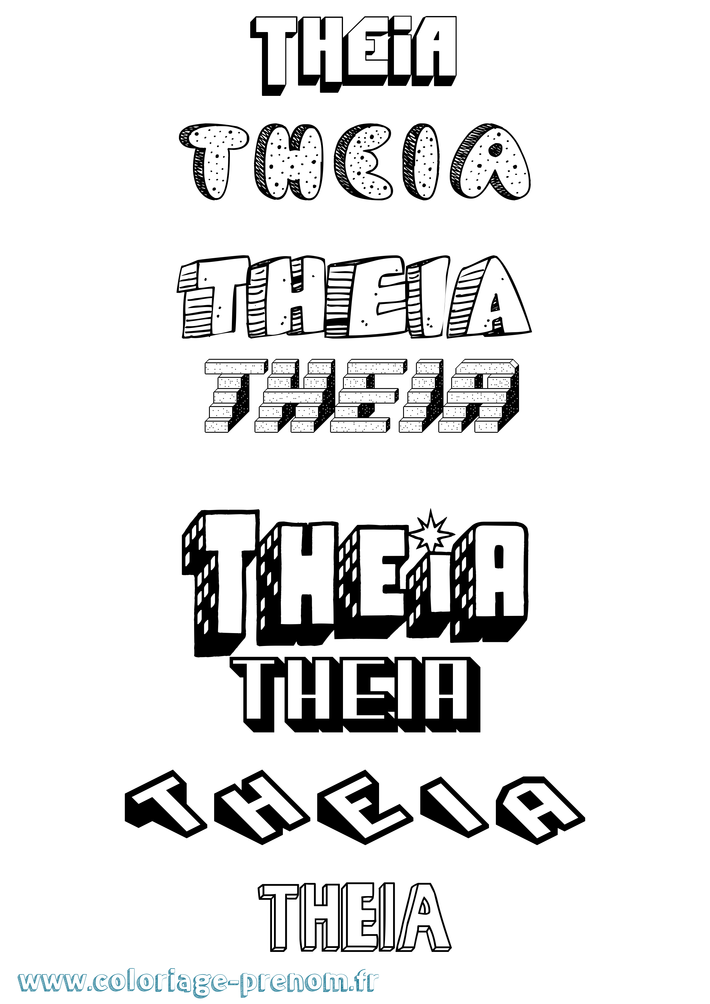 Coloriage Theia Effet 3D Coloriage prénom Theia Effet 3D