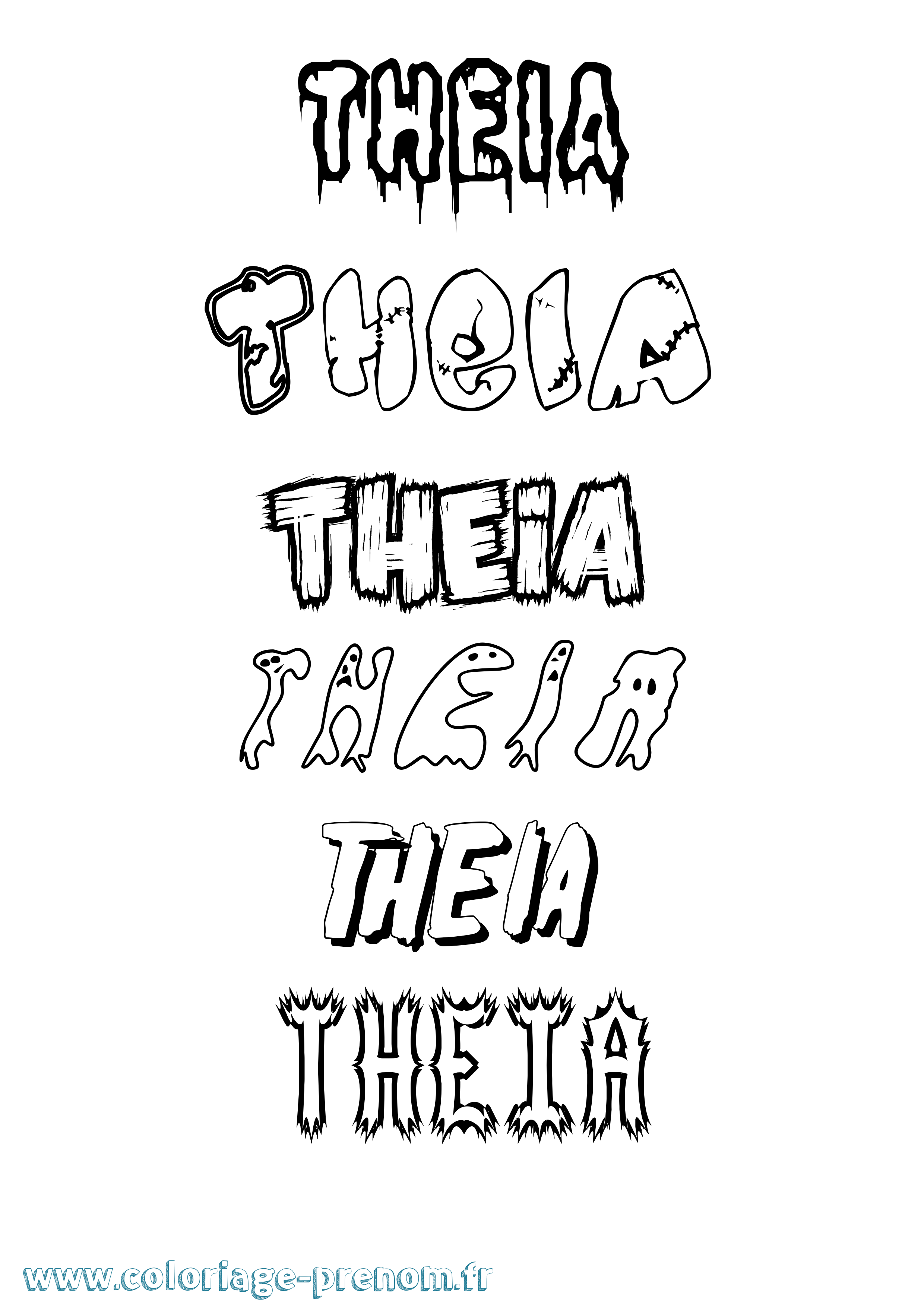 Coloriage Theia Frisson Coloriage prénom Theia Frisson